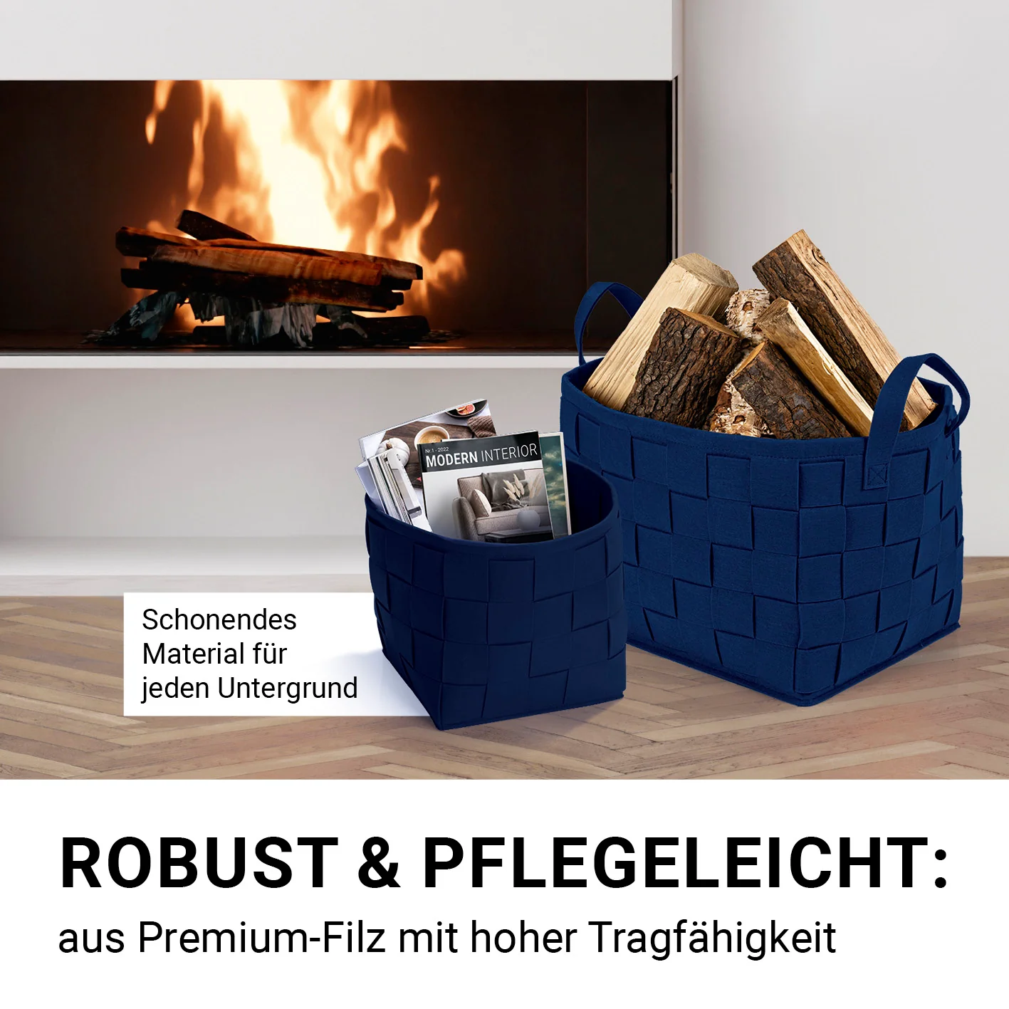 Filz-Aufbewahrungskorb M - 32 x 32 x 32 cm - Dunkelblau - Image 3