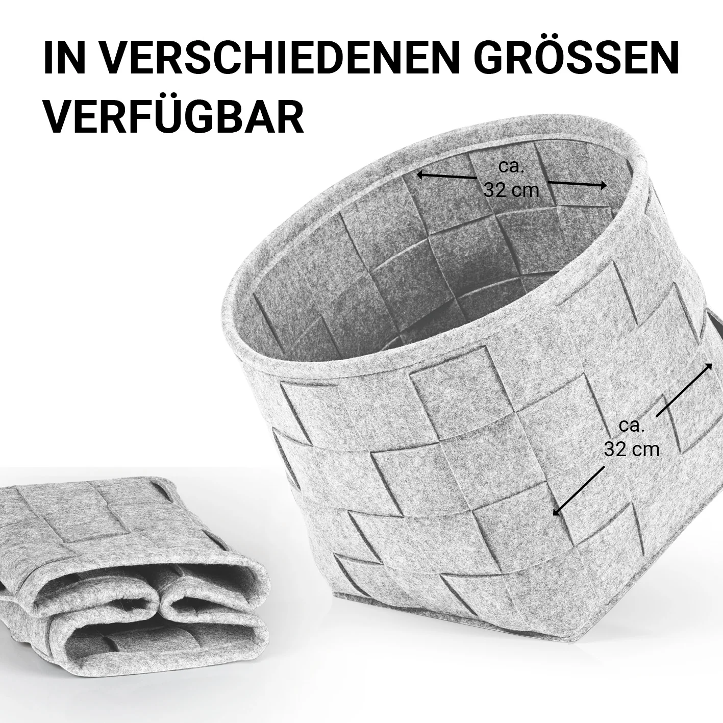 Filz-Aufbewahrungskorb M - 32 x 32 x 32 cm - Hellgrau - Image 5