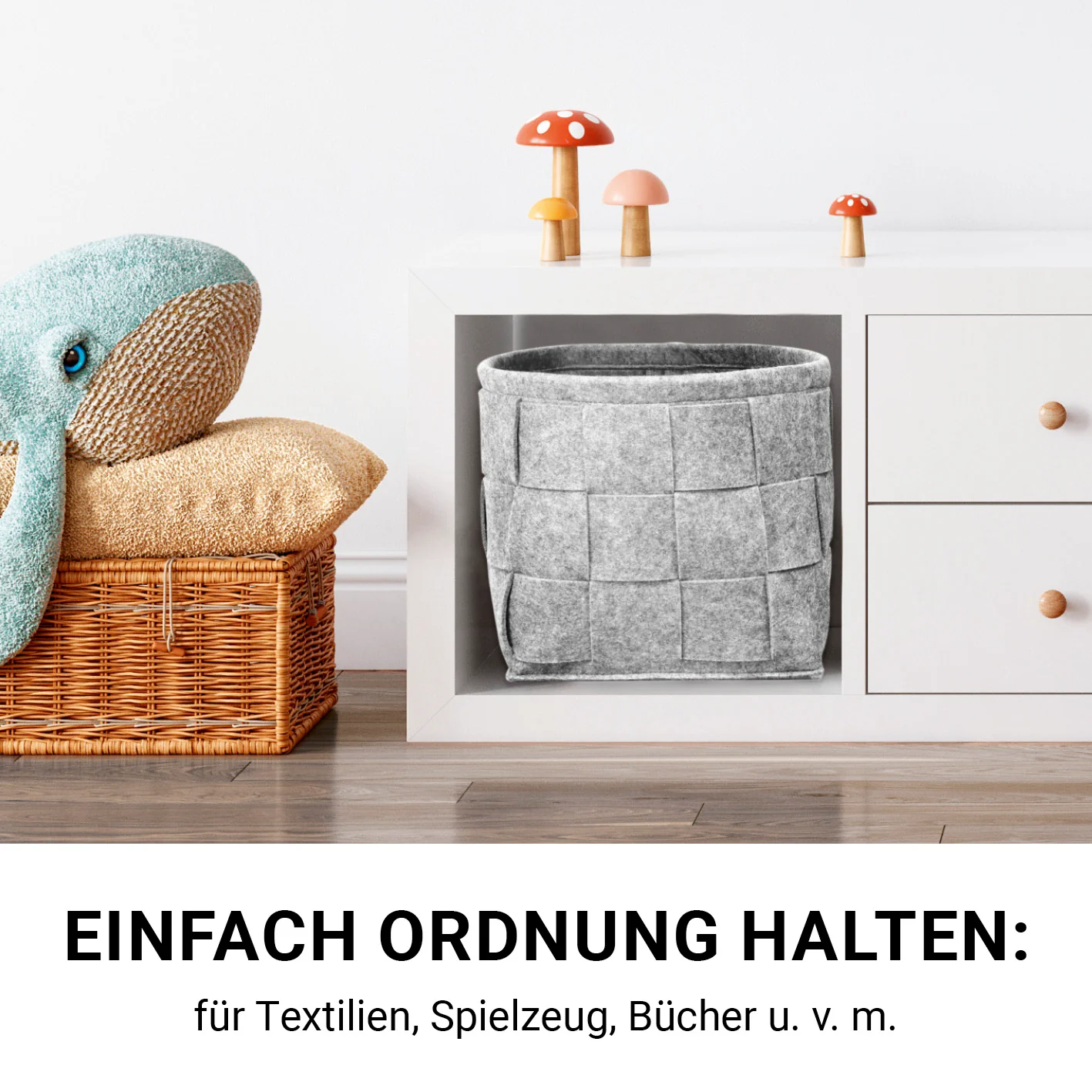 Filz-Aufbewahrungskorb M - 32 x 32 x 32 cm - Hellgrau - Image 6
