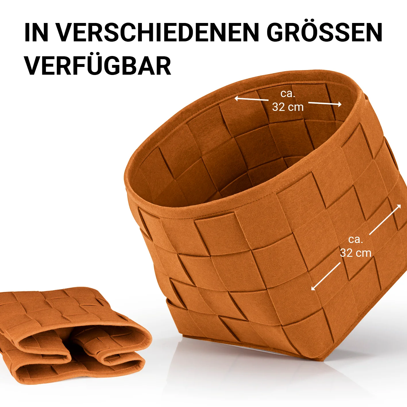 Filz-Aufbewahrungskorb M - 32 x 32 x 32 cm - Rost - Image 5