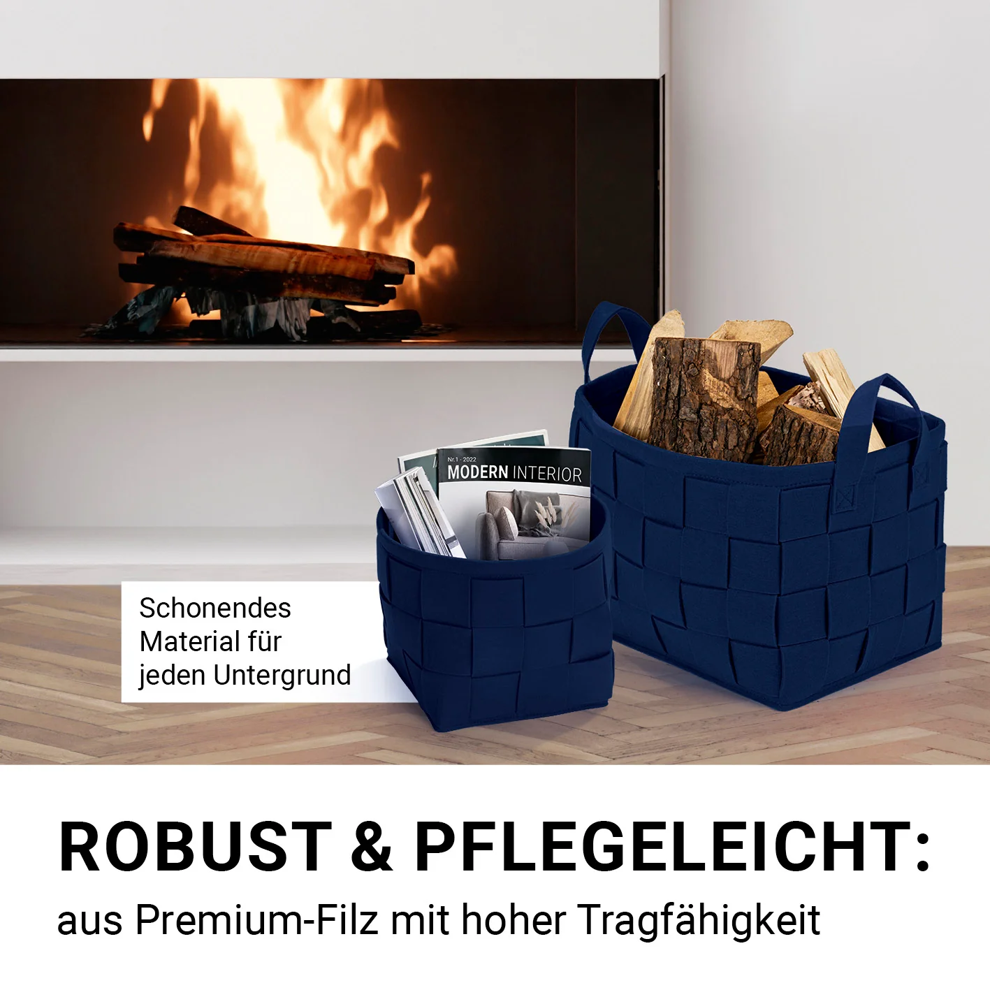 Filz-Aufbewahrungskorb S - 24 x 24 x 24 cm - Dunkelblau - Image 3