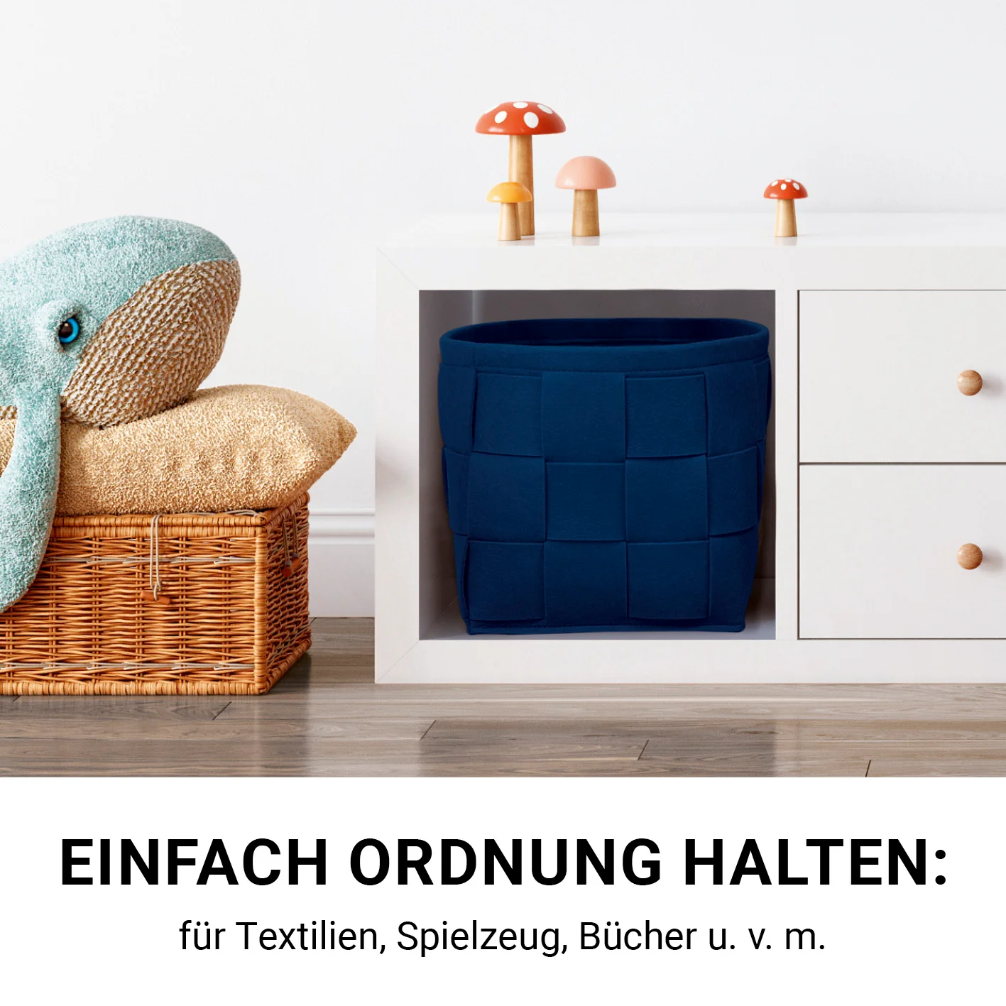 Filz-Aufbewahrungskorb S - 24 x 24 x 24 cm - Dunkelblau - Image 6