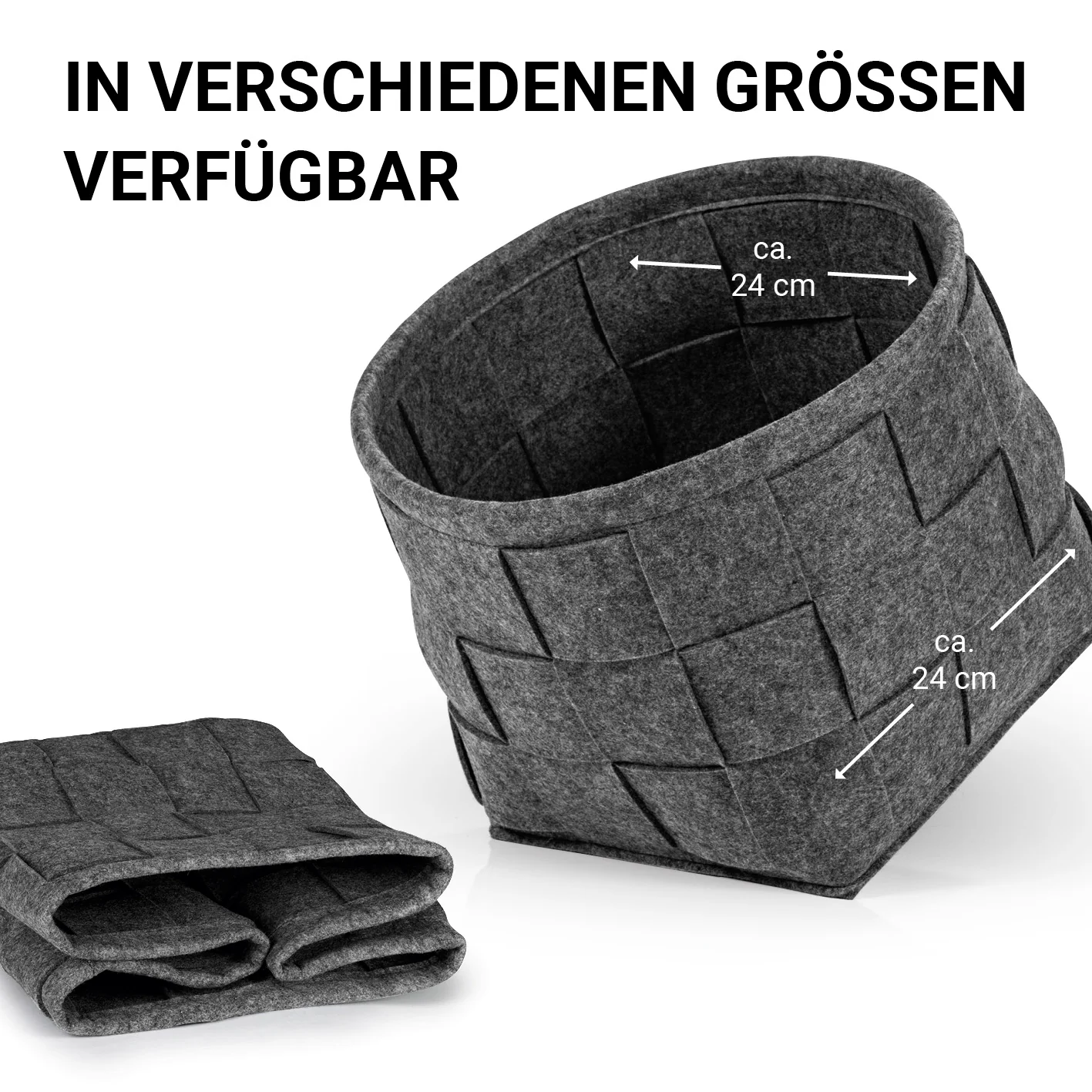 Filz-Aufbewahrungskorb S - 24 x 24 x 24 cm - Dunkelgrau - Image 5