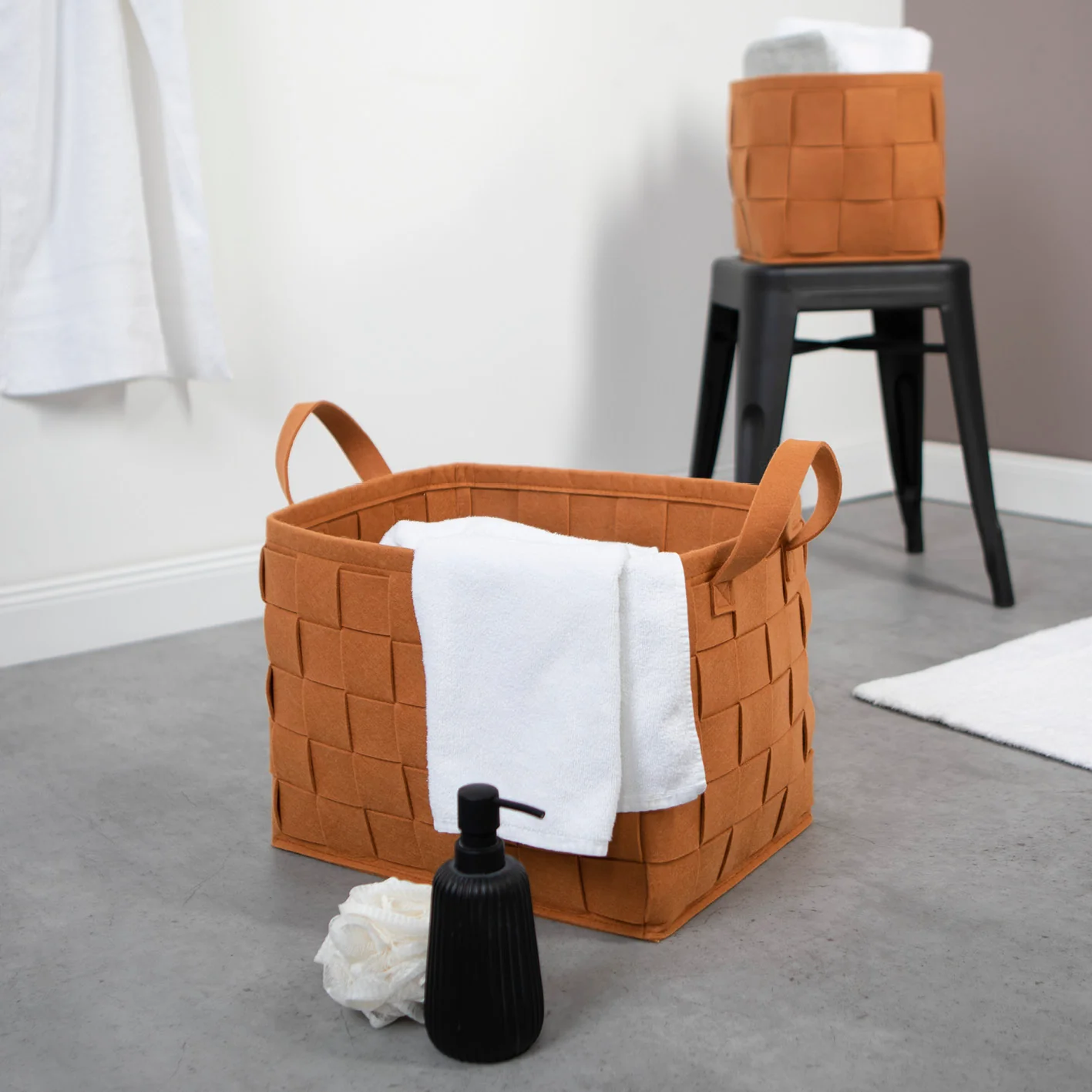 Filz-Aufbewahrungskorb S - 24 x 24 x 24 cm - Rost - Image 2