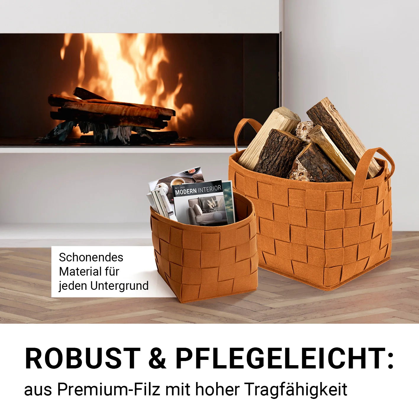 Filz-Aufbewahrungstasche L - 40 x 30 x 30 cm - Rost - Image 3