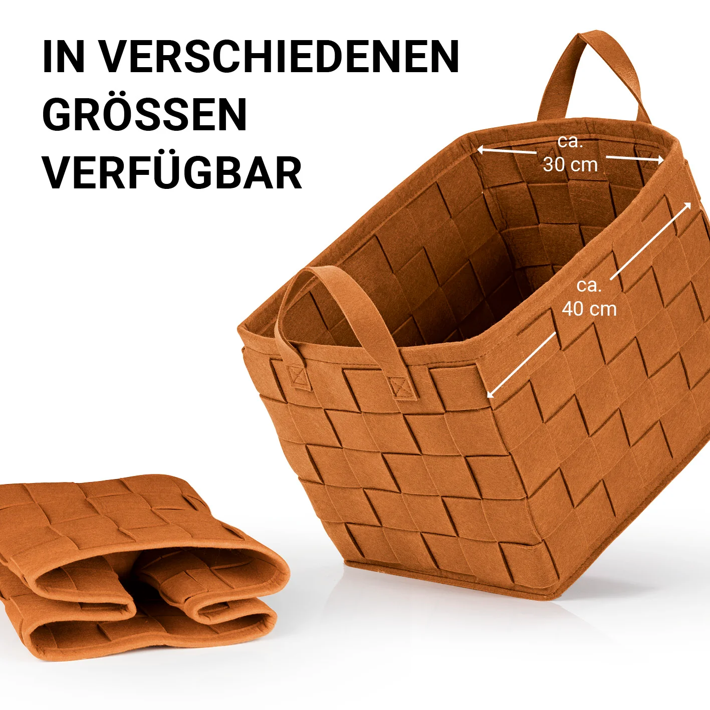 Filz-Aufbewahrungstasche L - 40 x 30 x 30 cm - Rost - Image 5