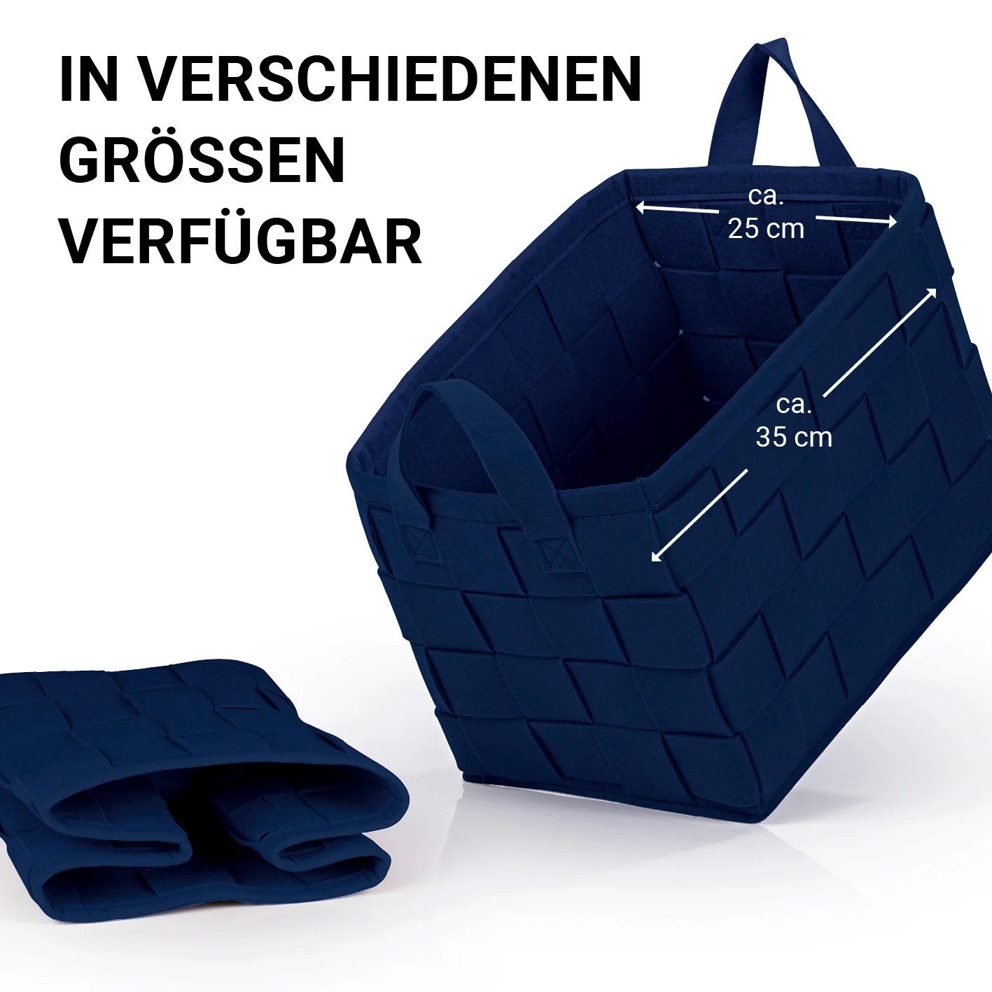 Filz-Aufbewahrungstasche M - 35 x 25 x 25 cm - Dunkelblau - Image 5