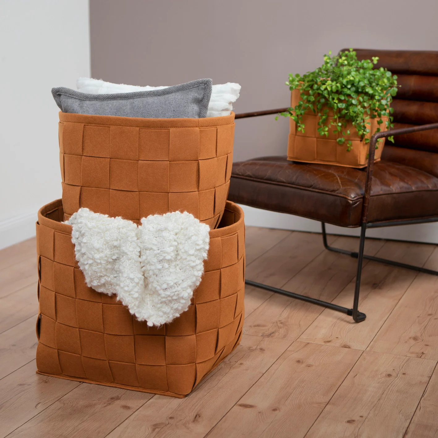 Filz-Aufbewahrungstasche M - 35 x 25 x 25 cm - Rost - Image 4