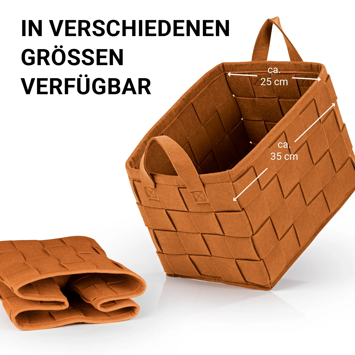 Filz-Aufbewahrungstasche M - 35 x 25 x 25 cm - Rost - Image 5