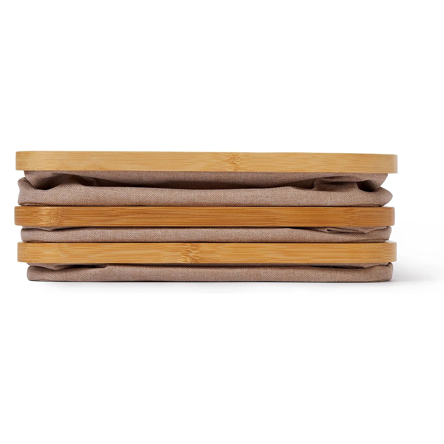 Organizer mit Bambus-Rahmen - 3er-Set - 30 x 30 x 9 cm (3/4/9 Aufteilung) - Taupe - Image 8