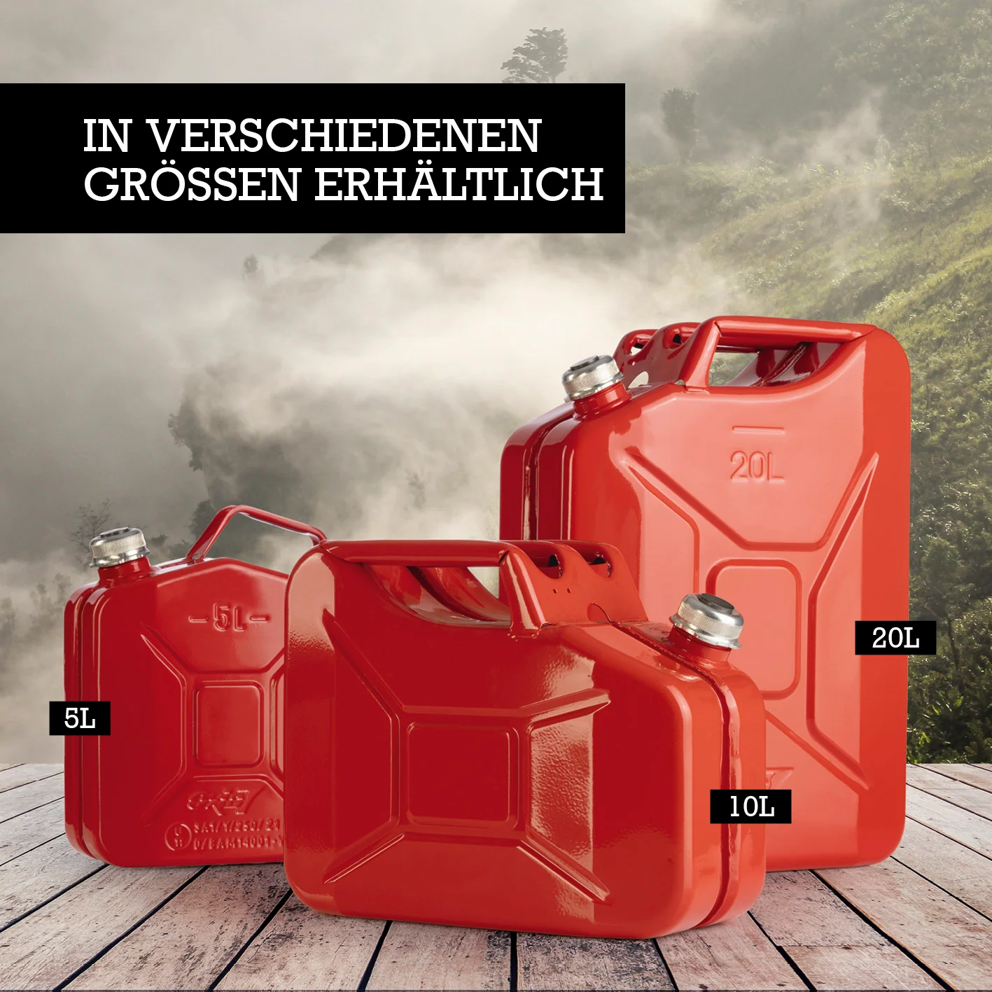 Metall-Kraftstoffkanister mit Schraubverschluss - 20 Liter - Rot - Image 5