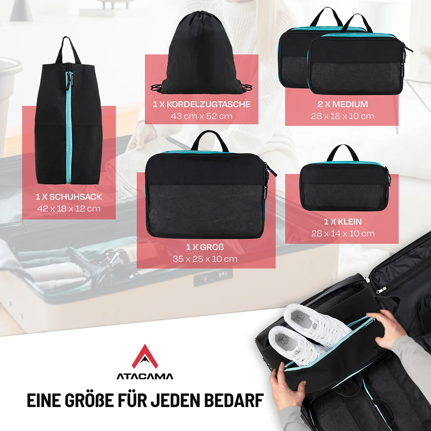 Packtaschen mit Kompression - 6er-Set - Schwarz - Image 4