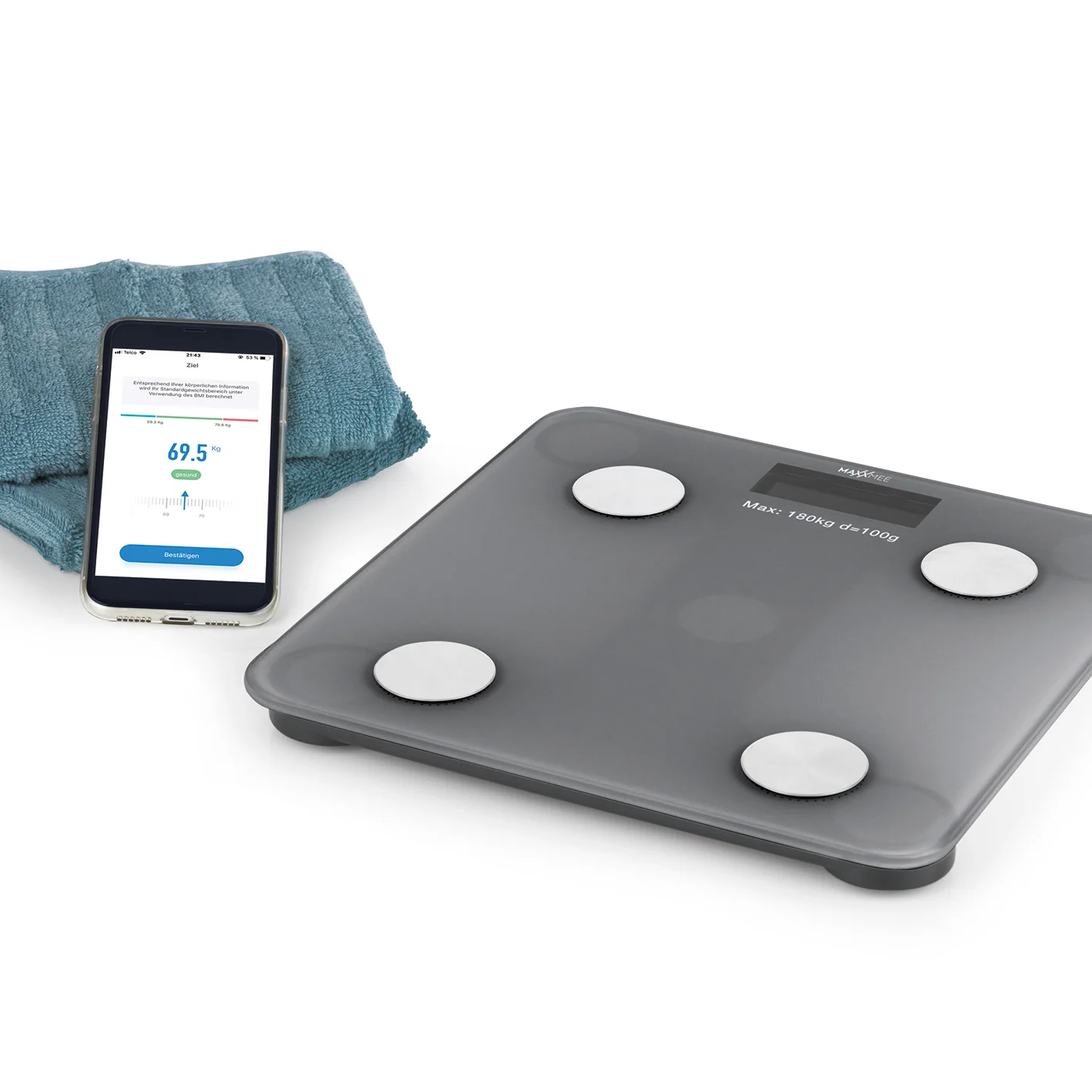 Personen-Waage Körperanalyse mit Bluetooth & App - grau - Image 4