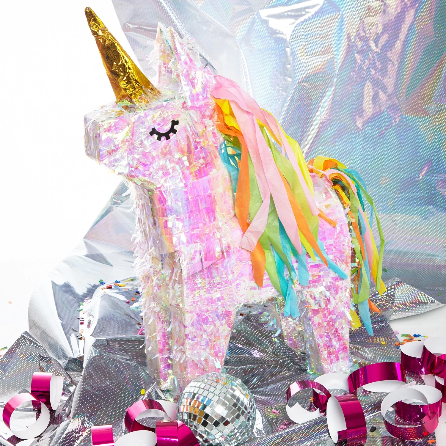 Pinata Einhorn - Set zum Befüllen inkl. Schläger, Maske und 50g Konfetti - Image 2