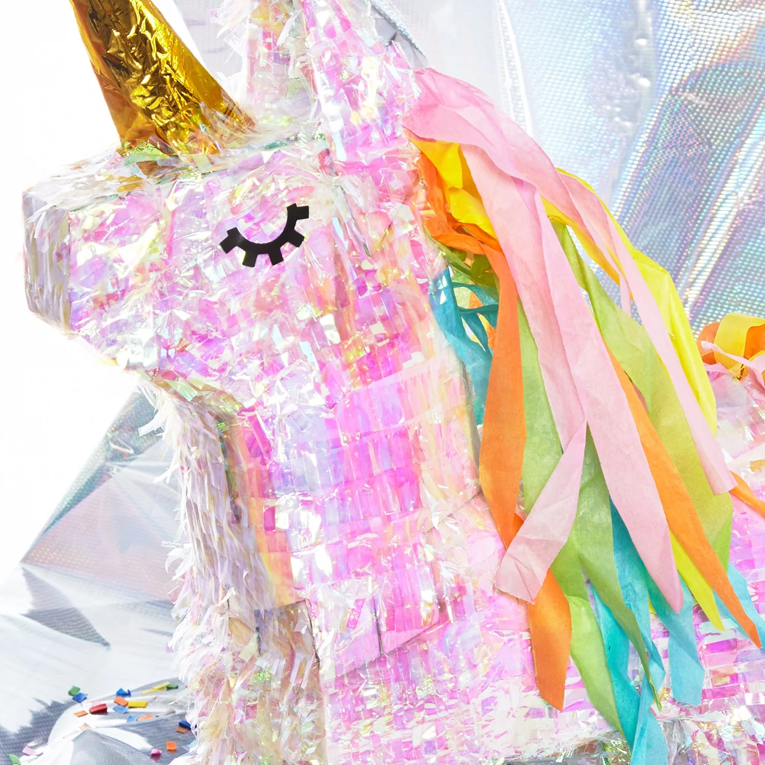 Pinata Einhorn - Set zum Befüllen inkl. Schläger, Maske und 50g Konfetti - Image 3