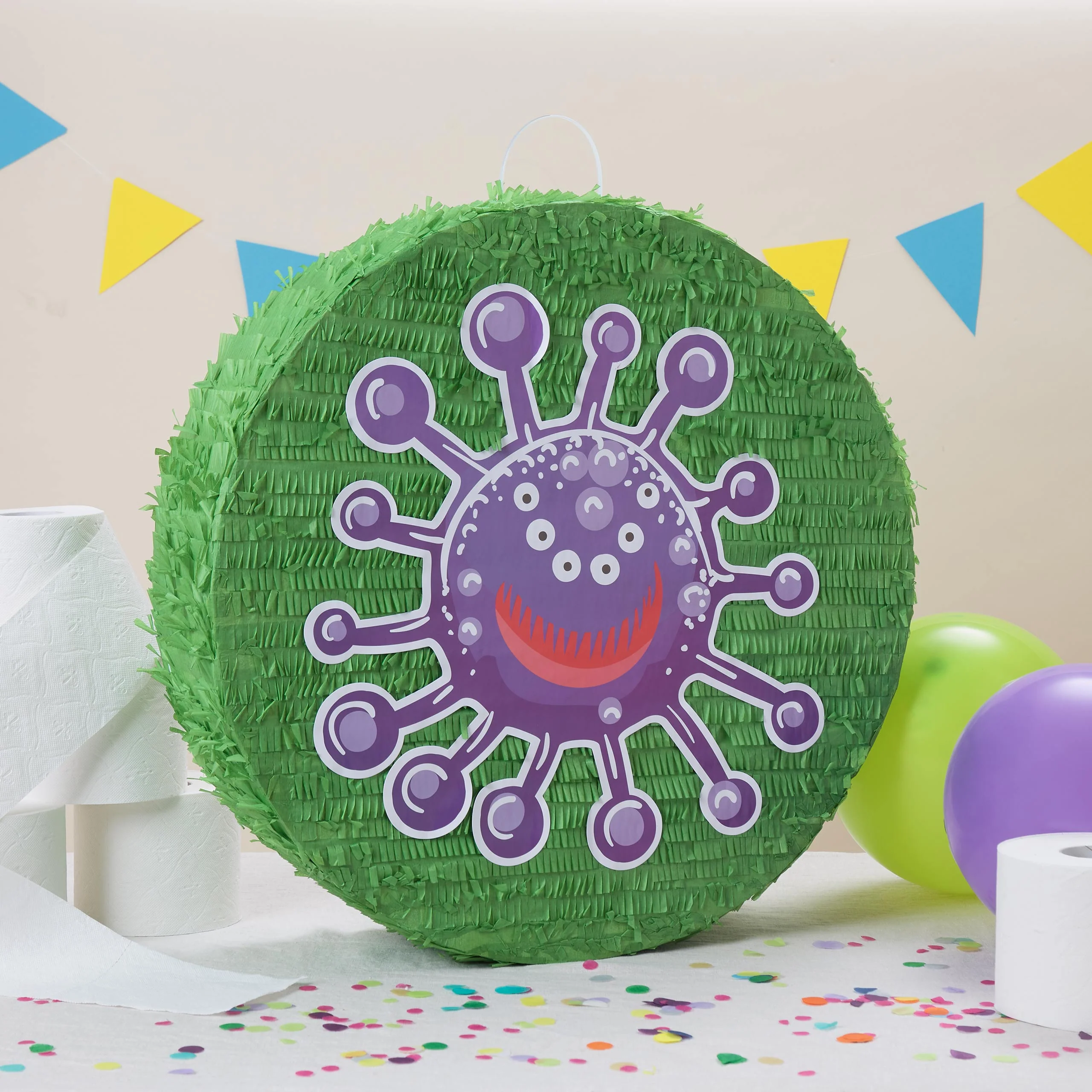 Pinata Set zum Befüllen inkl. Schläger & Augenbinde "Beat The Virus" - Image 3