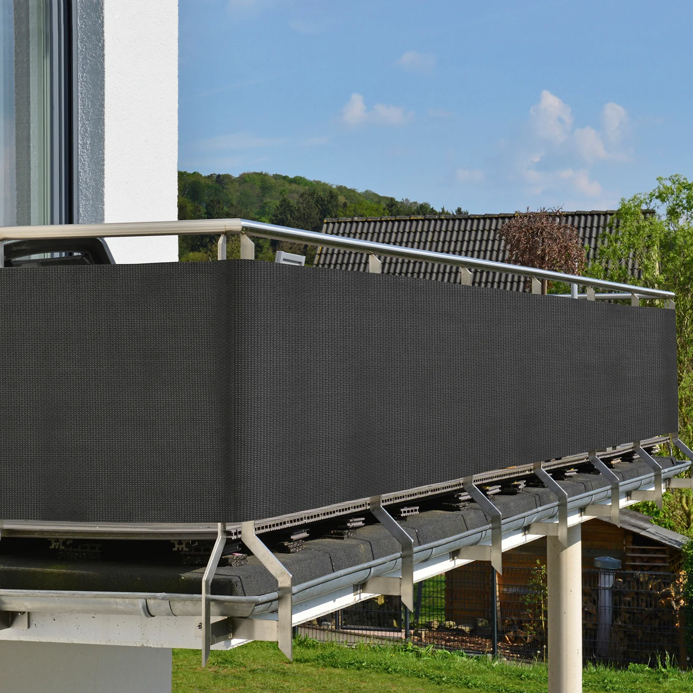 Polyrattan Sicht- und Windschutz in Anthrazit - Image 2