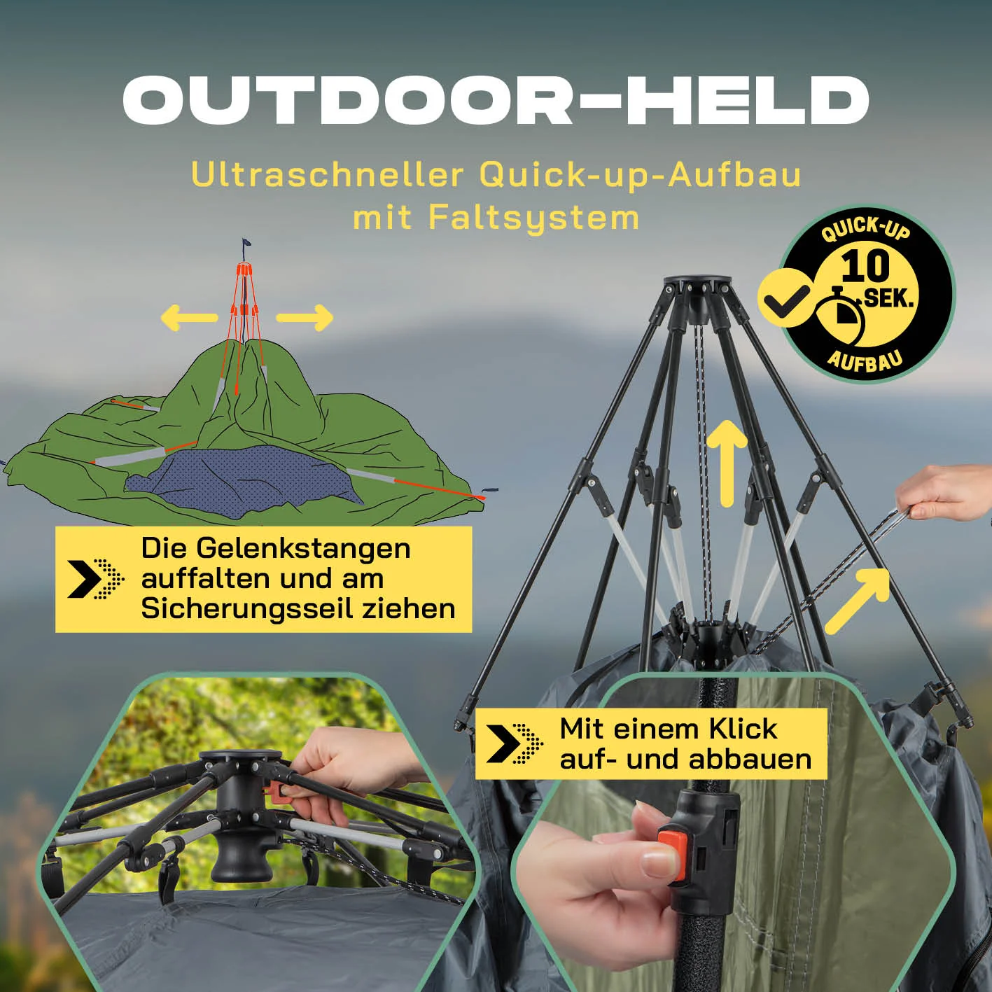 Pop-up-Duschzelt für 2 Personen - grün/grau - Image 4