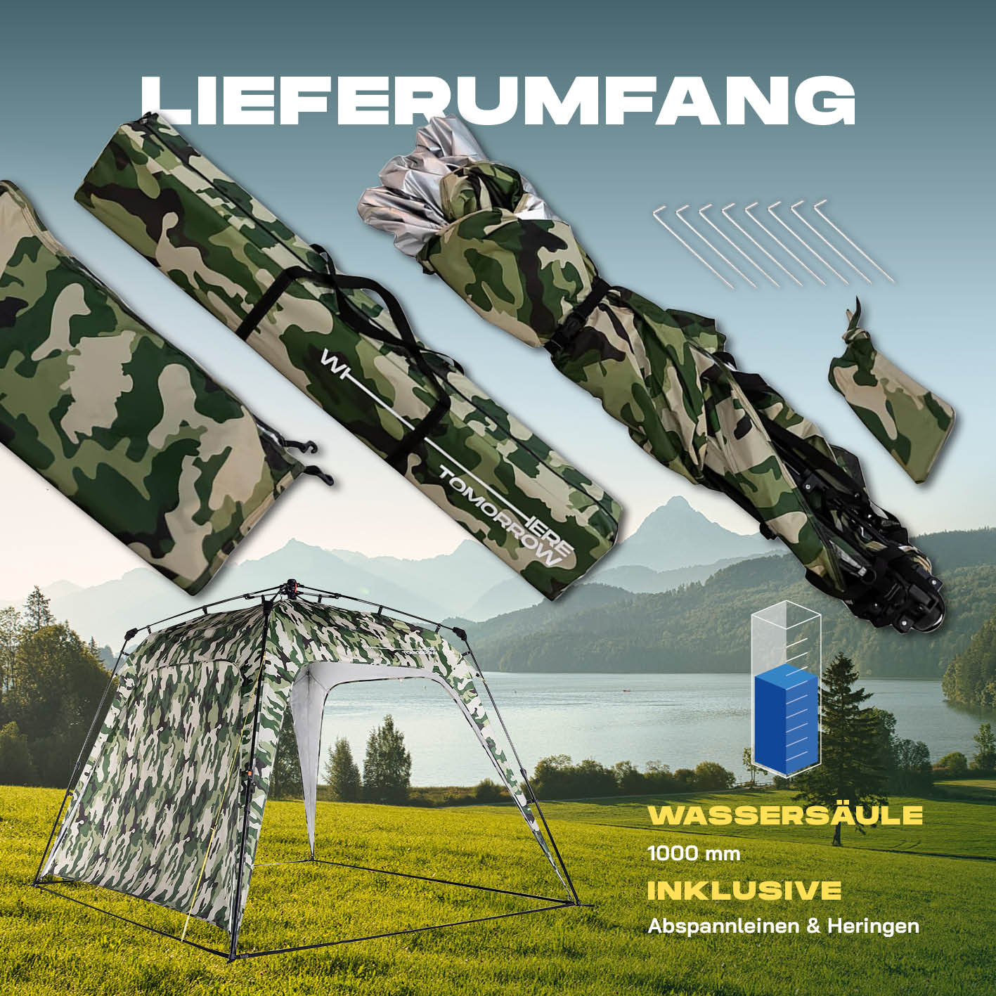 Pop up Pavillon - Camouflage Grün - Image 6