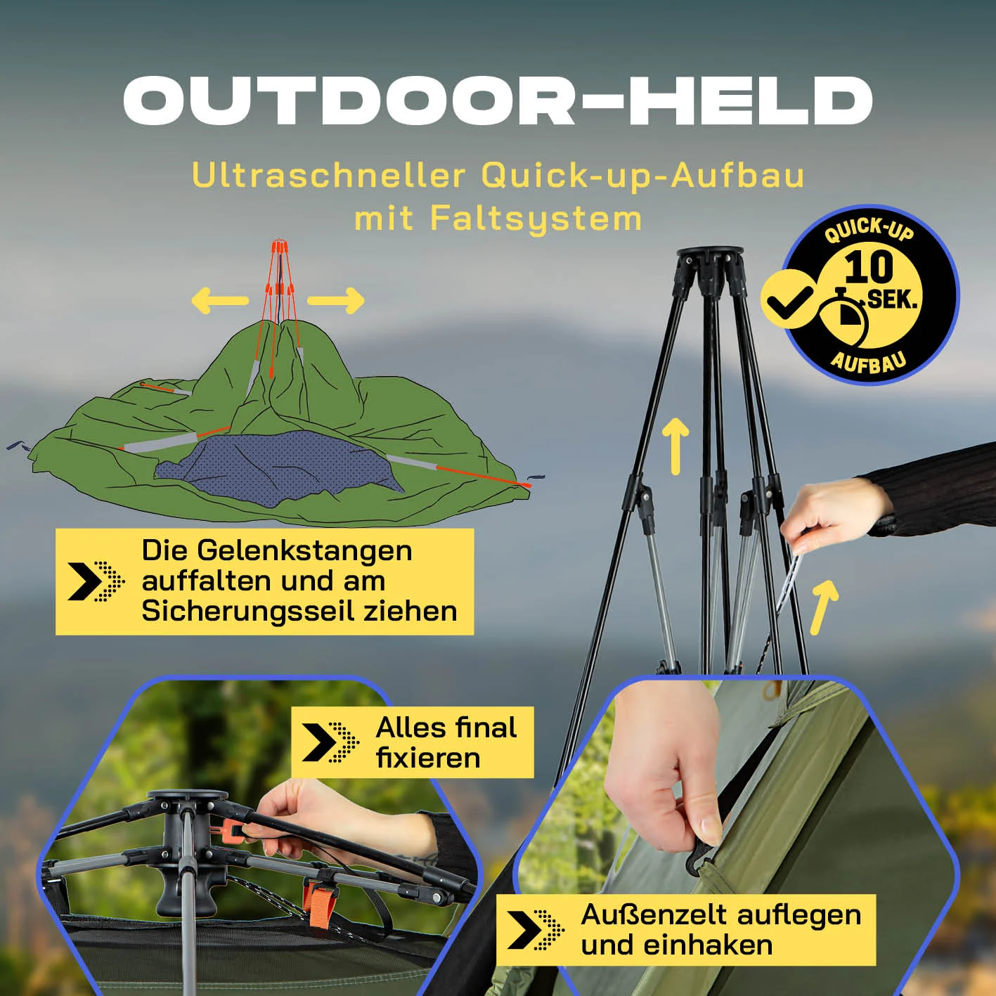 Pop-up-Wurfzelt für 4 Personen - grün - Image 4