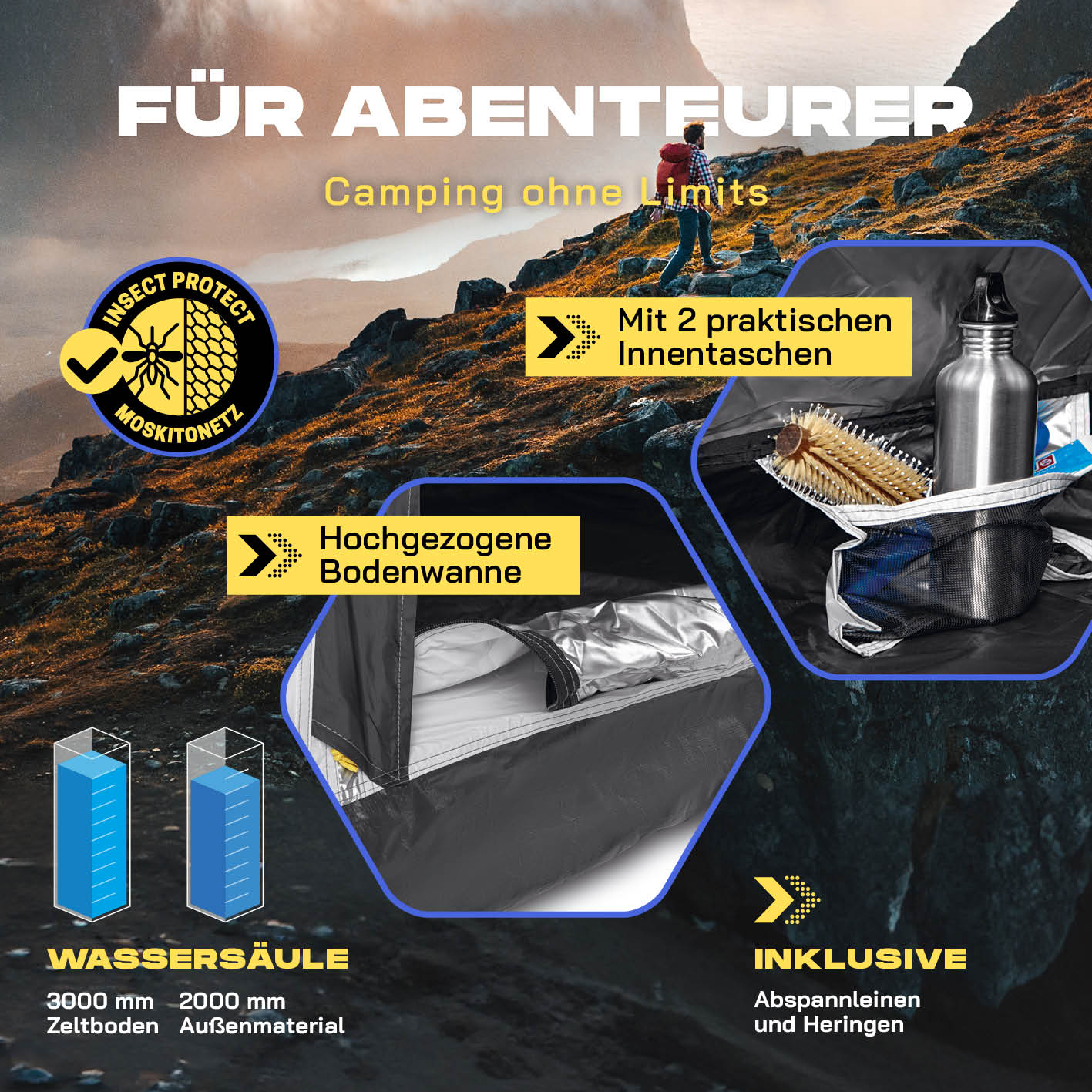Pop-up-Wurfzelt für 4 Personen mit Kühleffekt - weiß/schwarz - Image 5