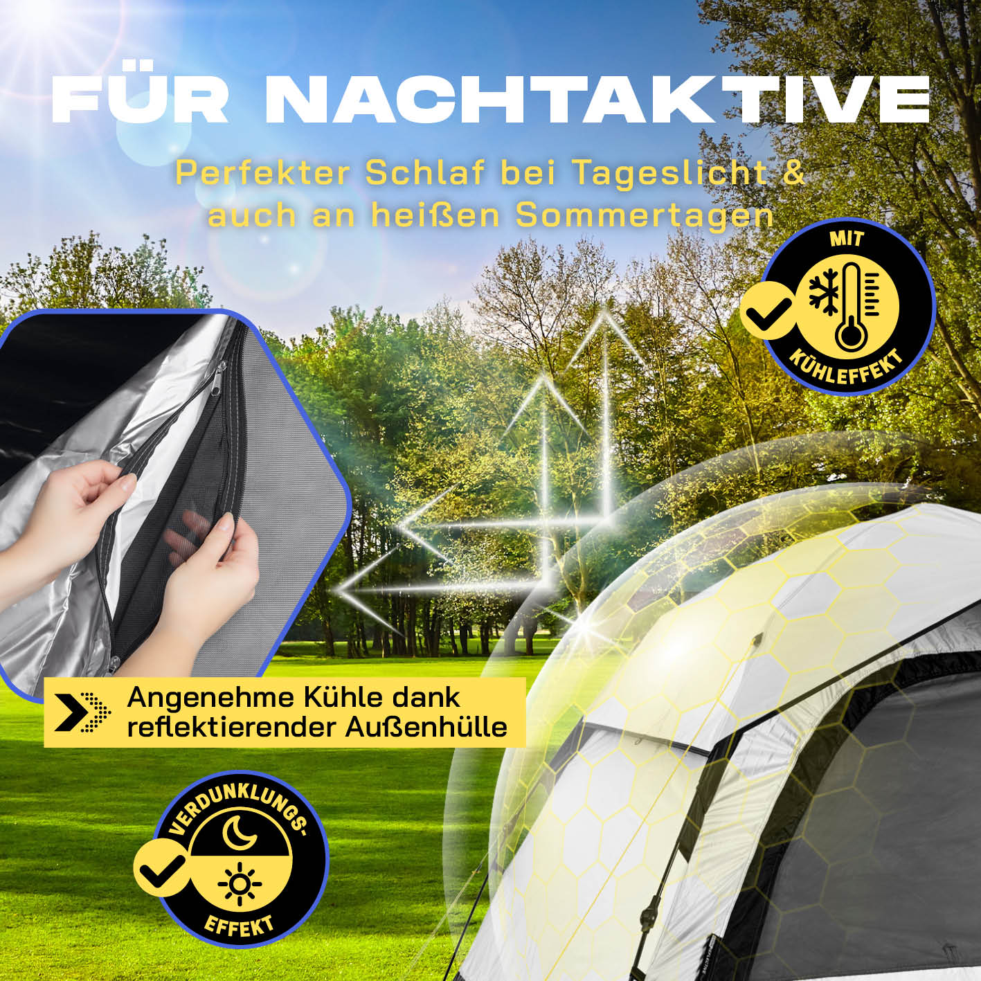 Pop-up-Wurfzelt für 4 Personen mit Kühleffekt - weiß/schwarz - Image 6