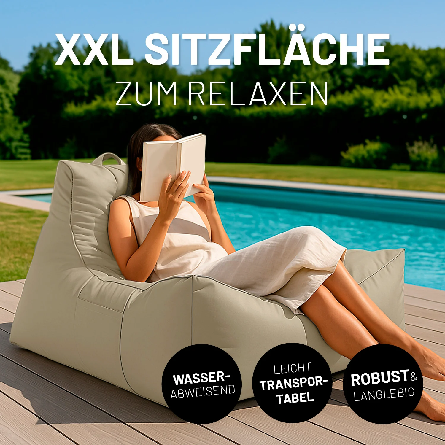 Premium Lounge-Sessel - 380 L - 100 x 100 x 80 cm - Beige - Image 3