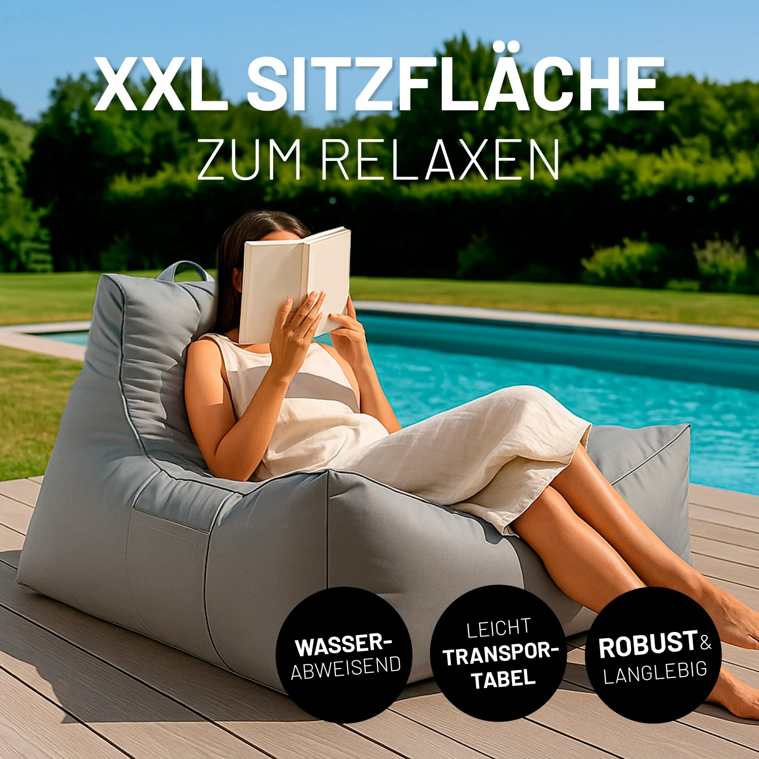 Premium Lounge-Sessel - 380 L - 100 x 100 x 80 cm - Grau - Image 3