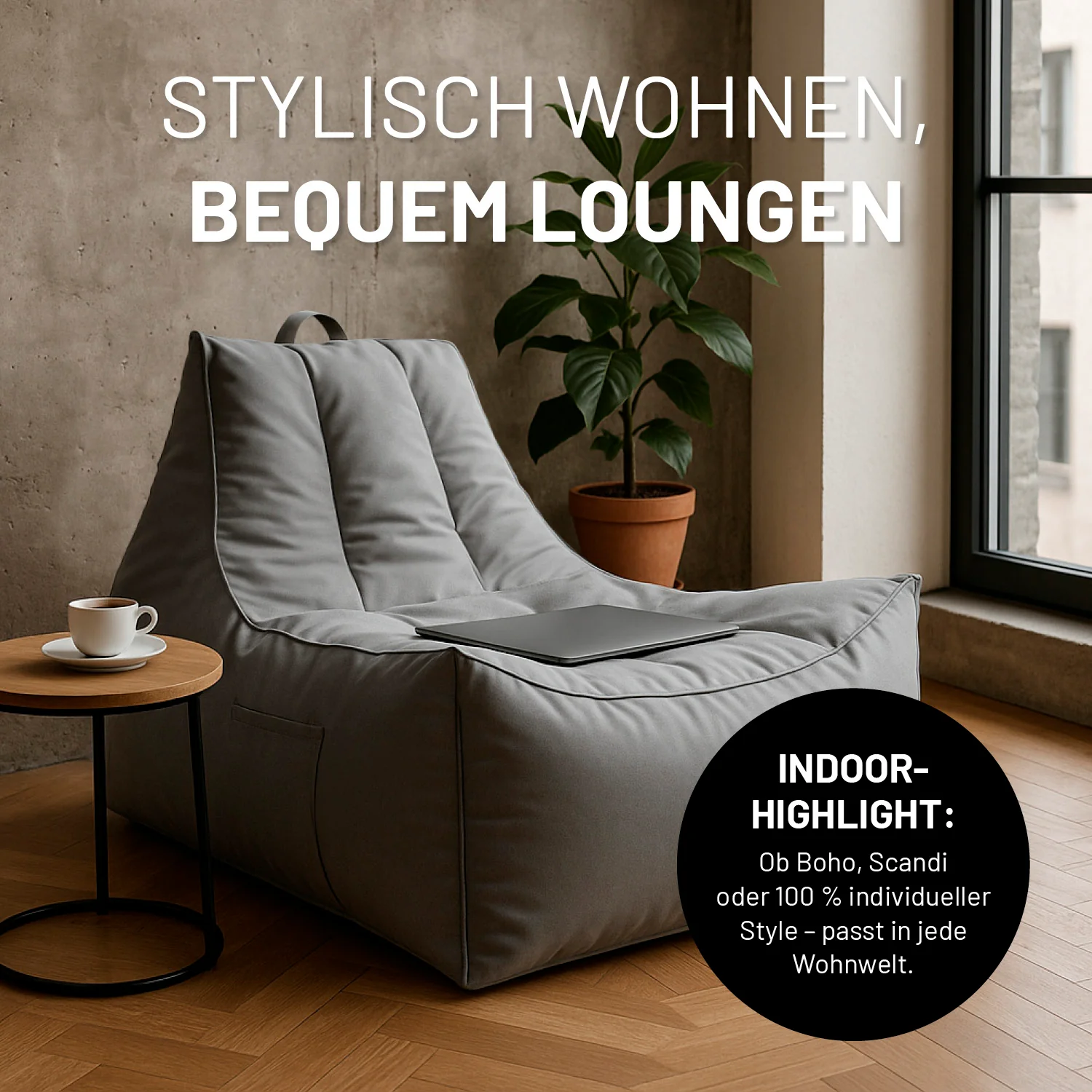 Premium Lounge-Sessel - 380 L - 100 x 100 x 80 cm - Grau - Image 6