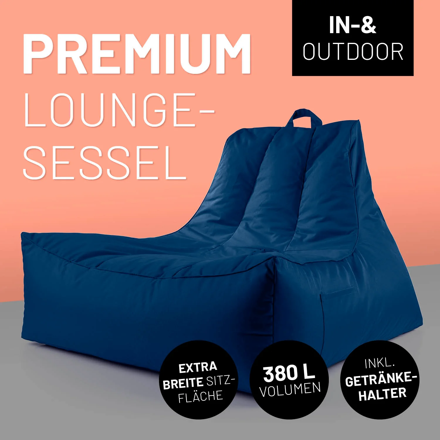 Premium Lounge-Sessel - 380 L - 100 x 100 x 80 cm - Navyblau - Image 2