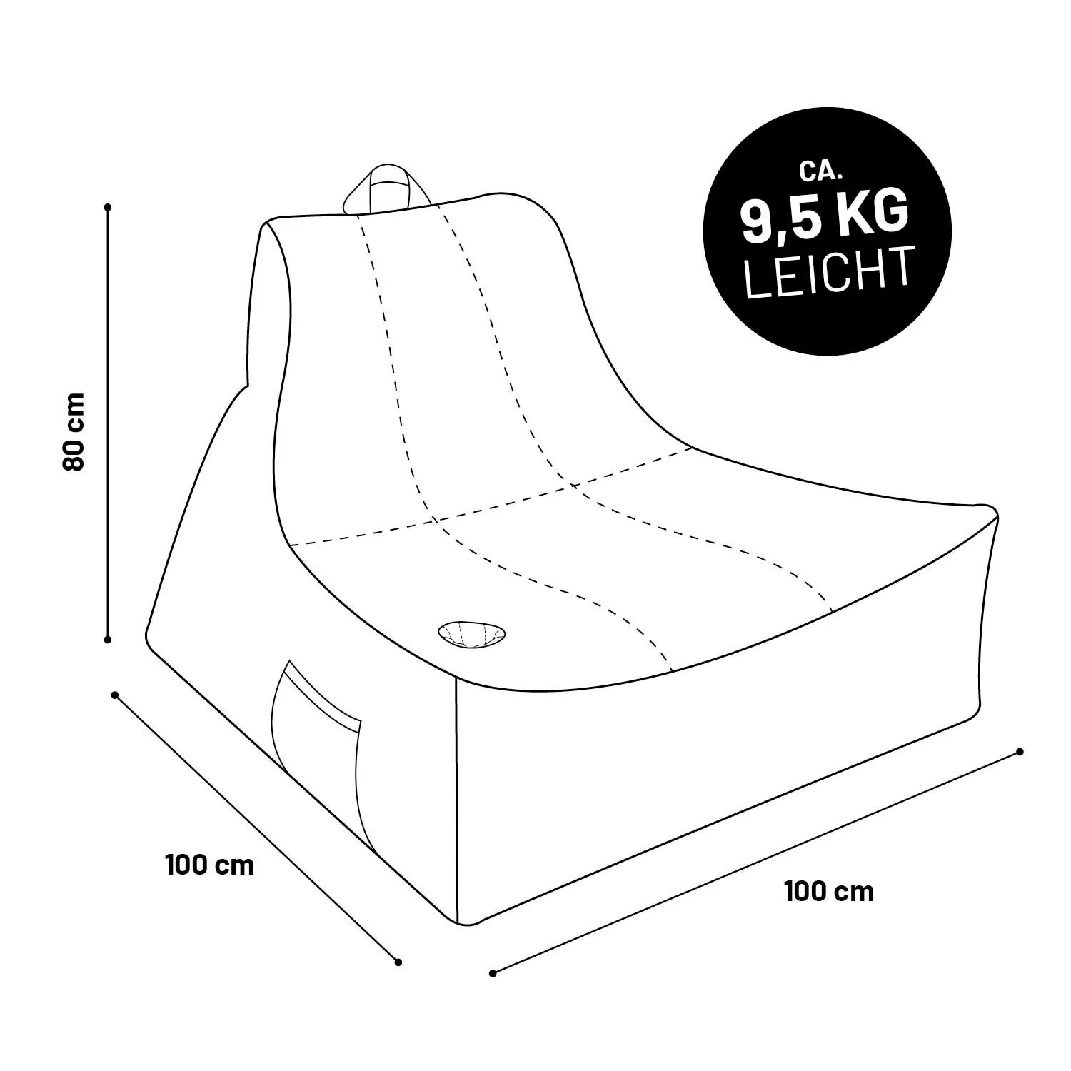 Premium Lounge-Sessel - 380 L - 100 x 100 x 80 cm - Navyblau - Image 8