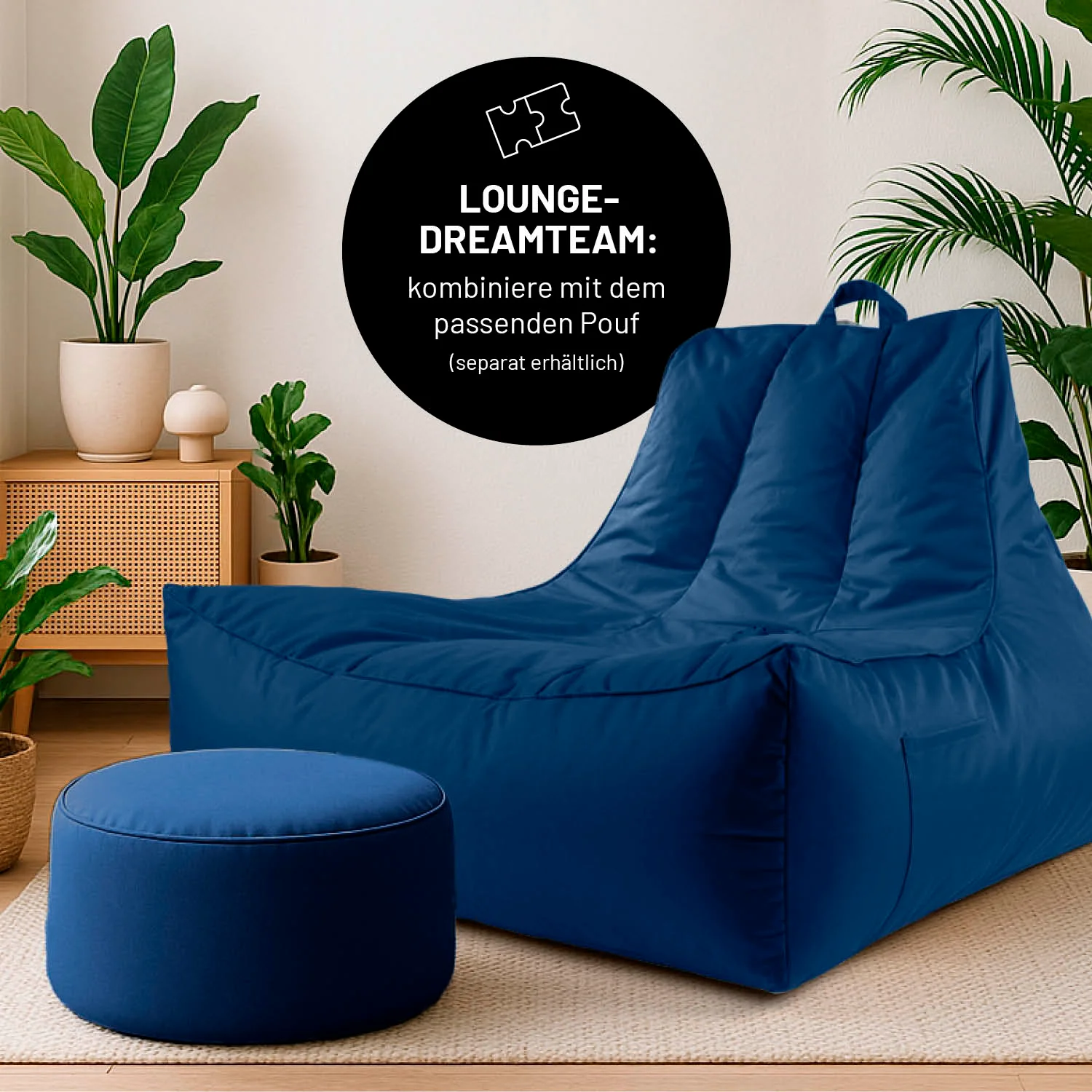 Premium Lounge-Sessel - 380 L - 100 x 100 x 80 cm - Navyblau - Image 9