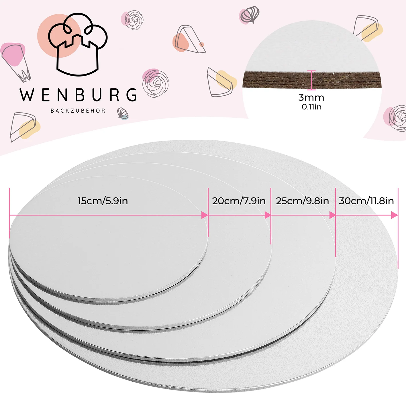Premium Tortenunterlagen 4er-Set - Gold & Siber - Image 2