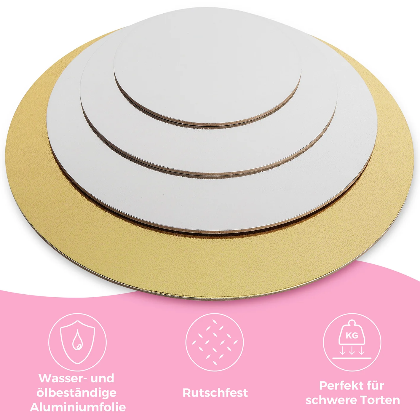 Premium Tortenunterlagen 4er-Set - Gold & Siber - Image 3