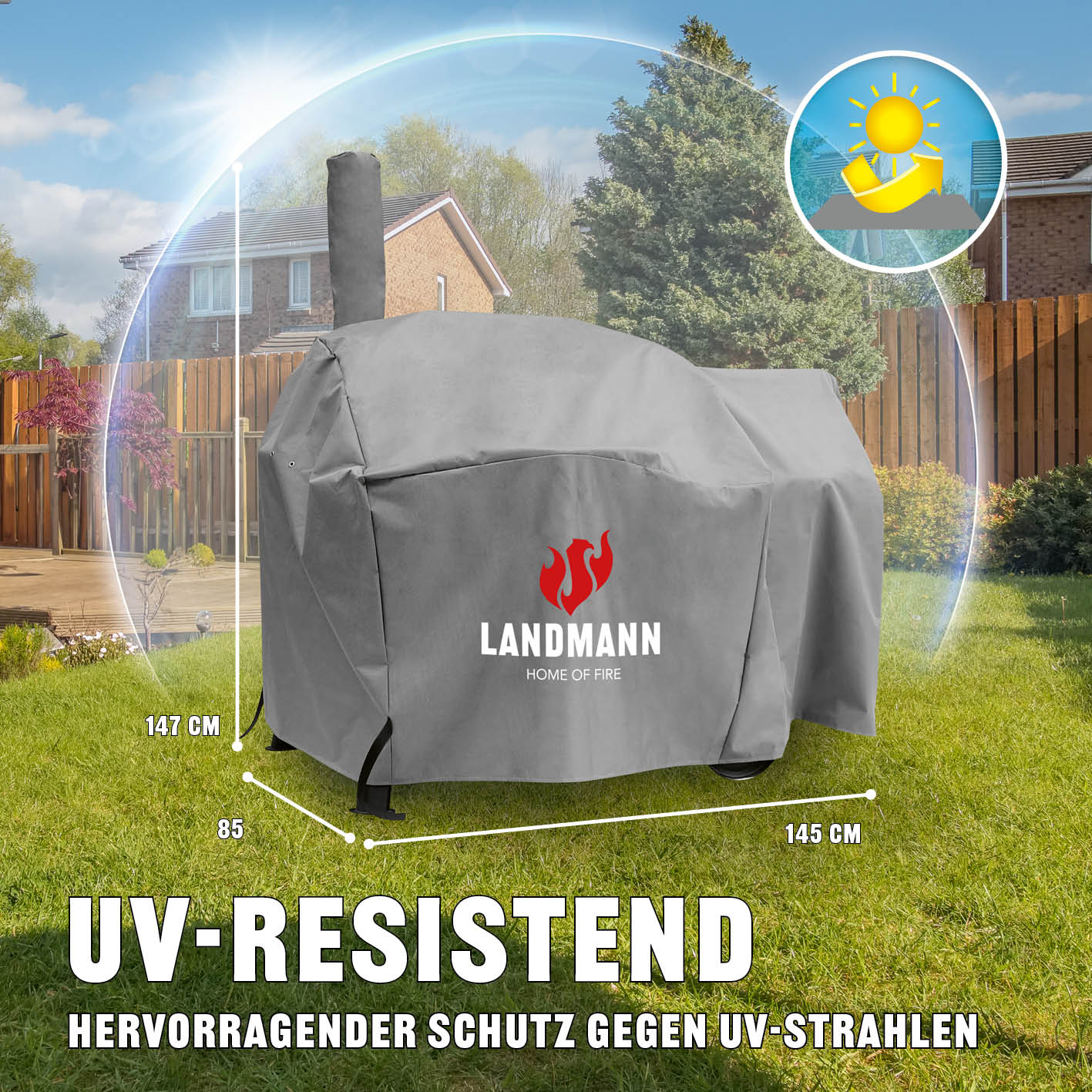 Premium Wetterschutzhaube - 93 x 147 x 125 cm - Grau - Image 3