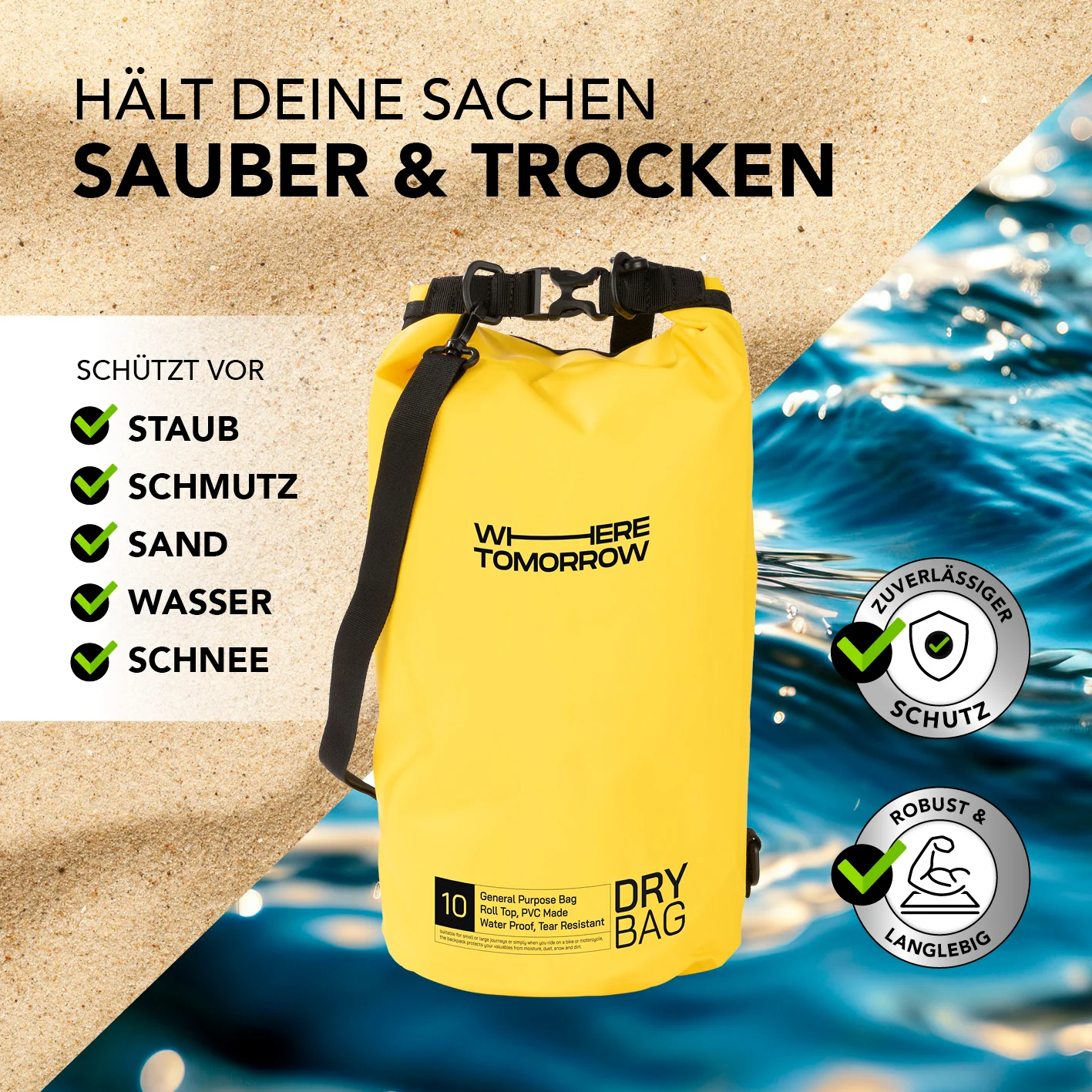 Dry Bag 10L - Style 01 - Gelb - Image 4