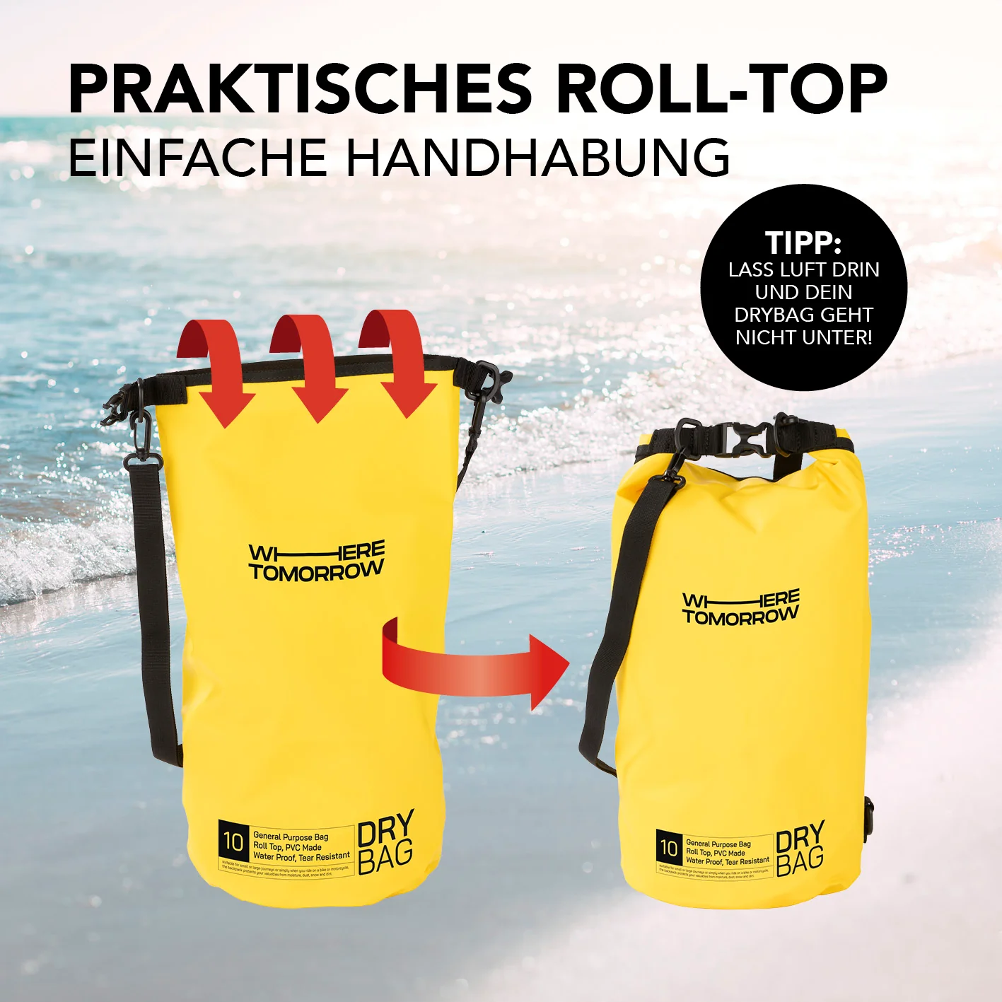 Dry Bag 10L - Style 01 - Gelb - Image 6