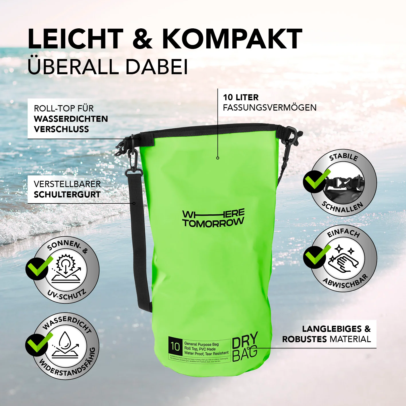 Dry Bag 10L - Style 01 - Grün - Image 3