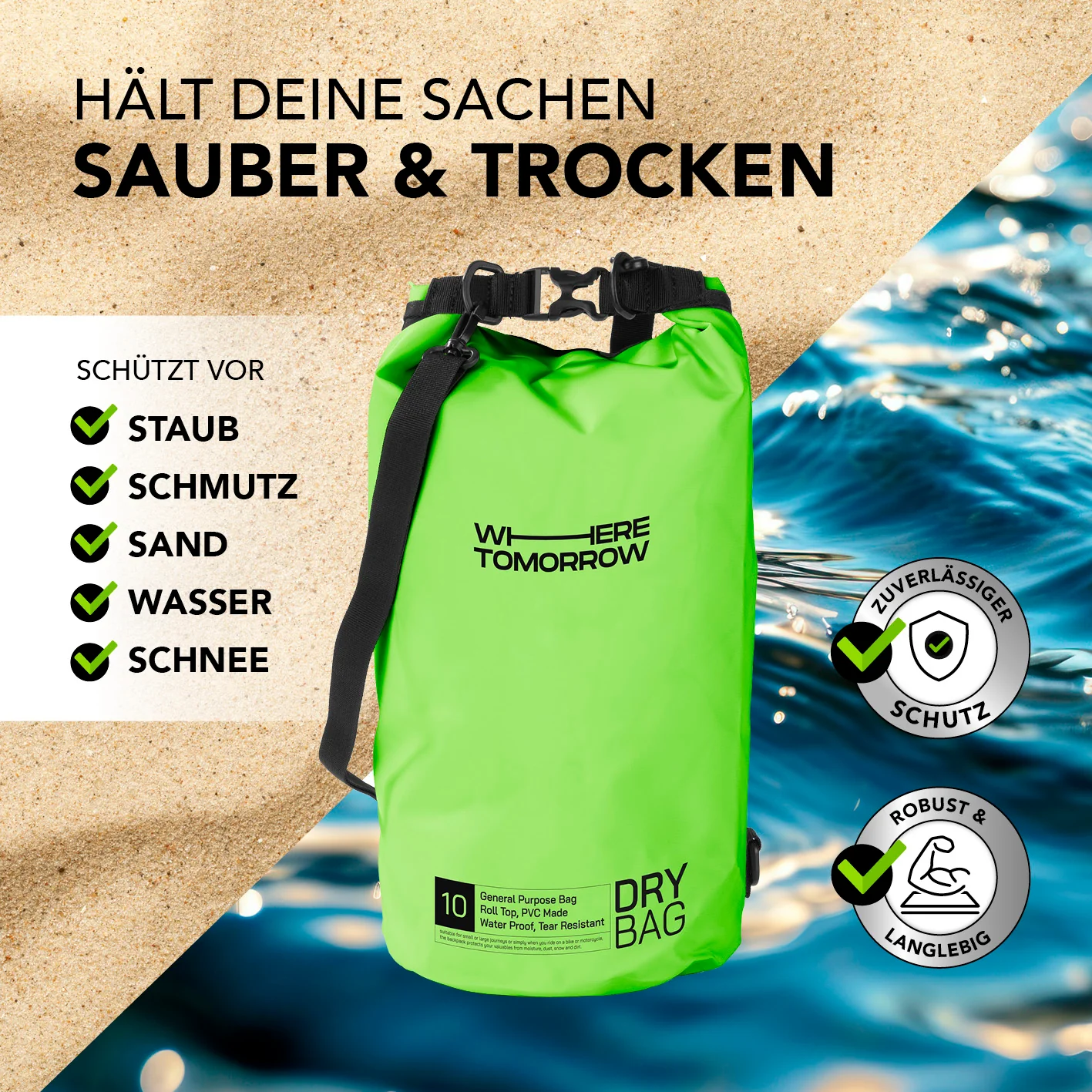 Dry Bag 10L - Style 01 - Grün - Image 4