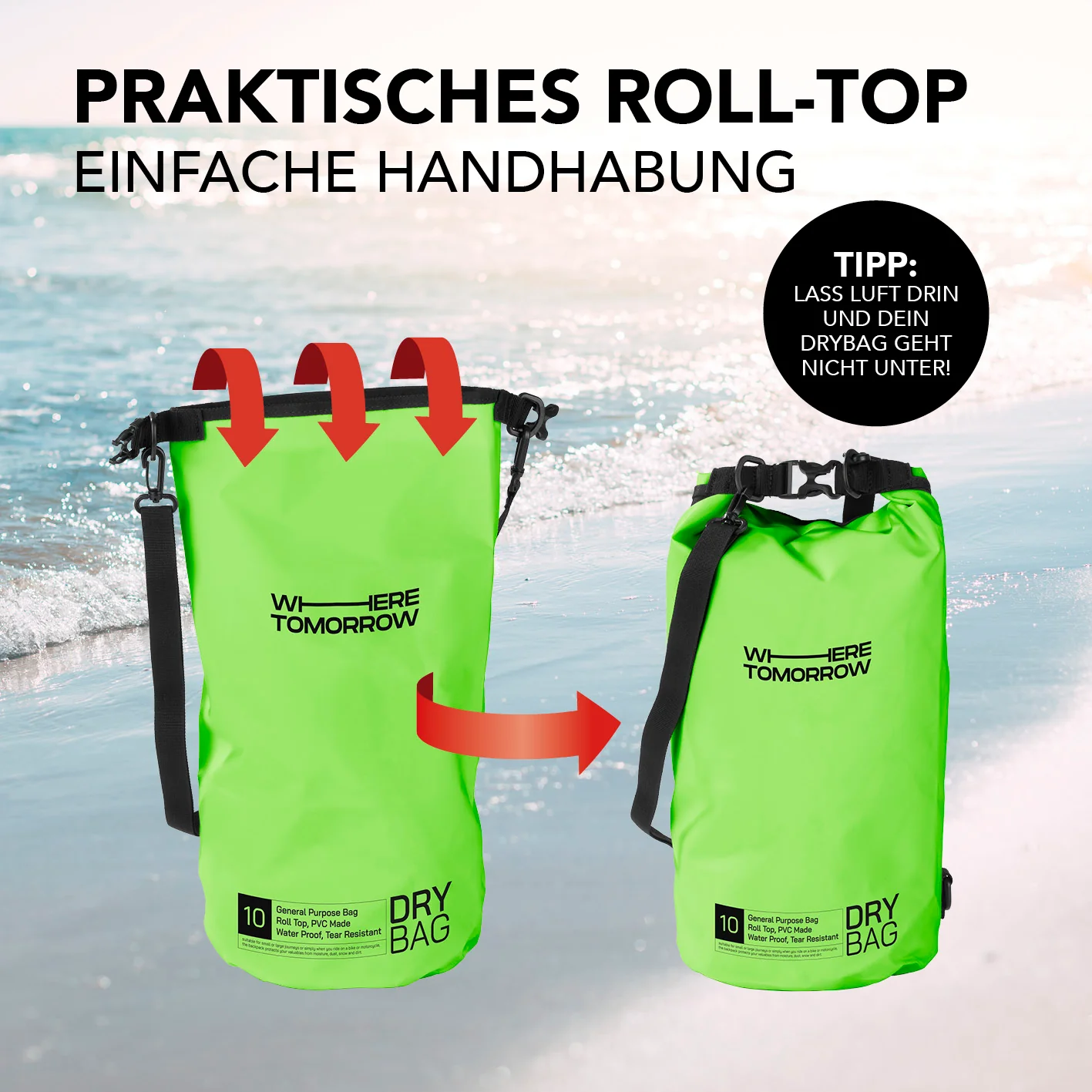 Dry Bag 10L - Style 01 - Grün - Image 6