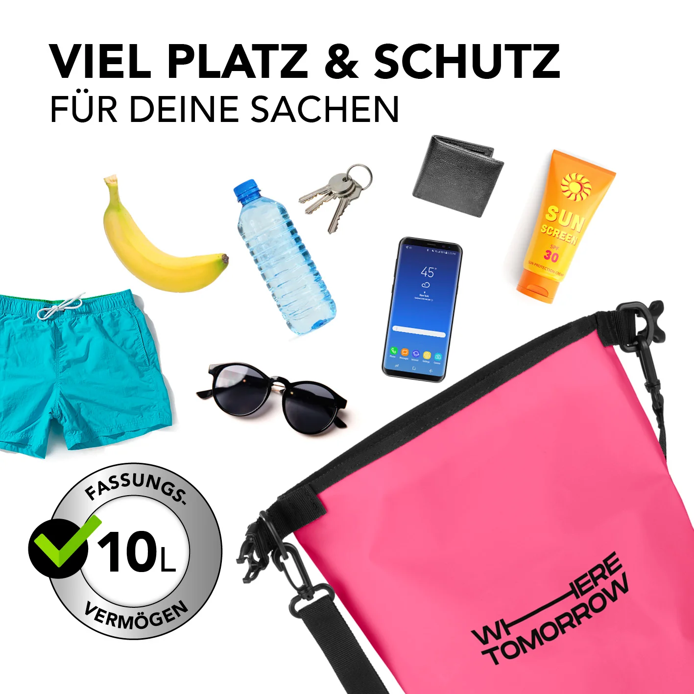 Dry Bag 10L - Style 01 - Pink - Image 5