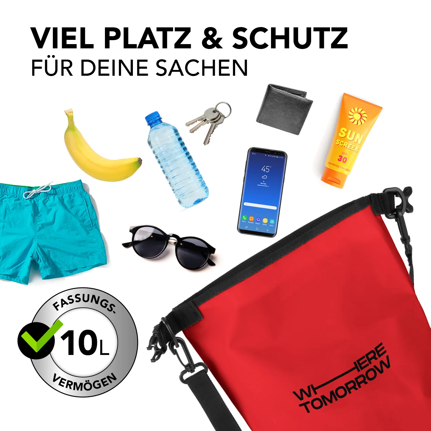 Dry Bag 10L - Style 01 - Rot - Image 5