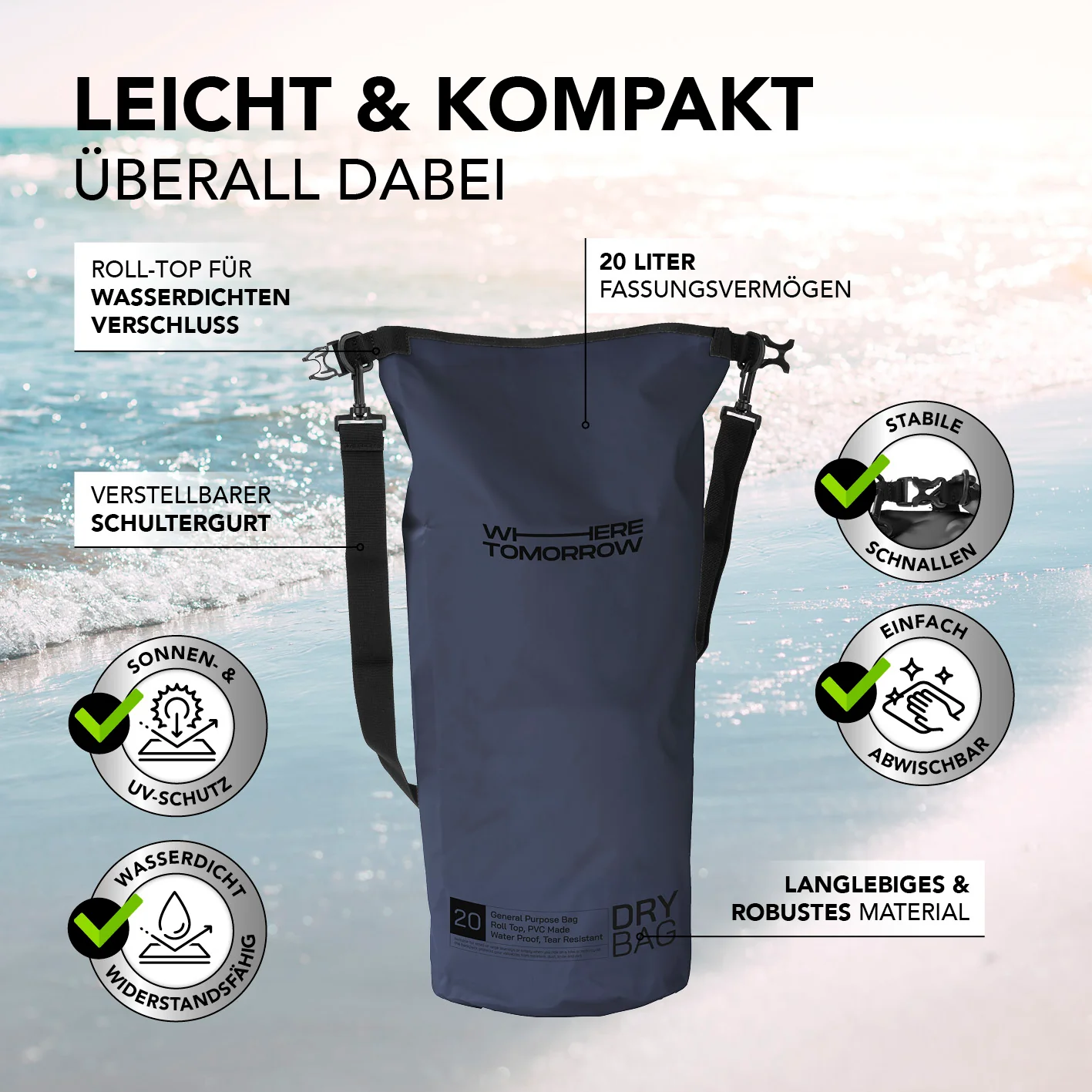 Dry Bag 20L - Style 01 - Dunkelblau - Image 3