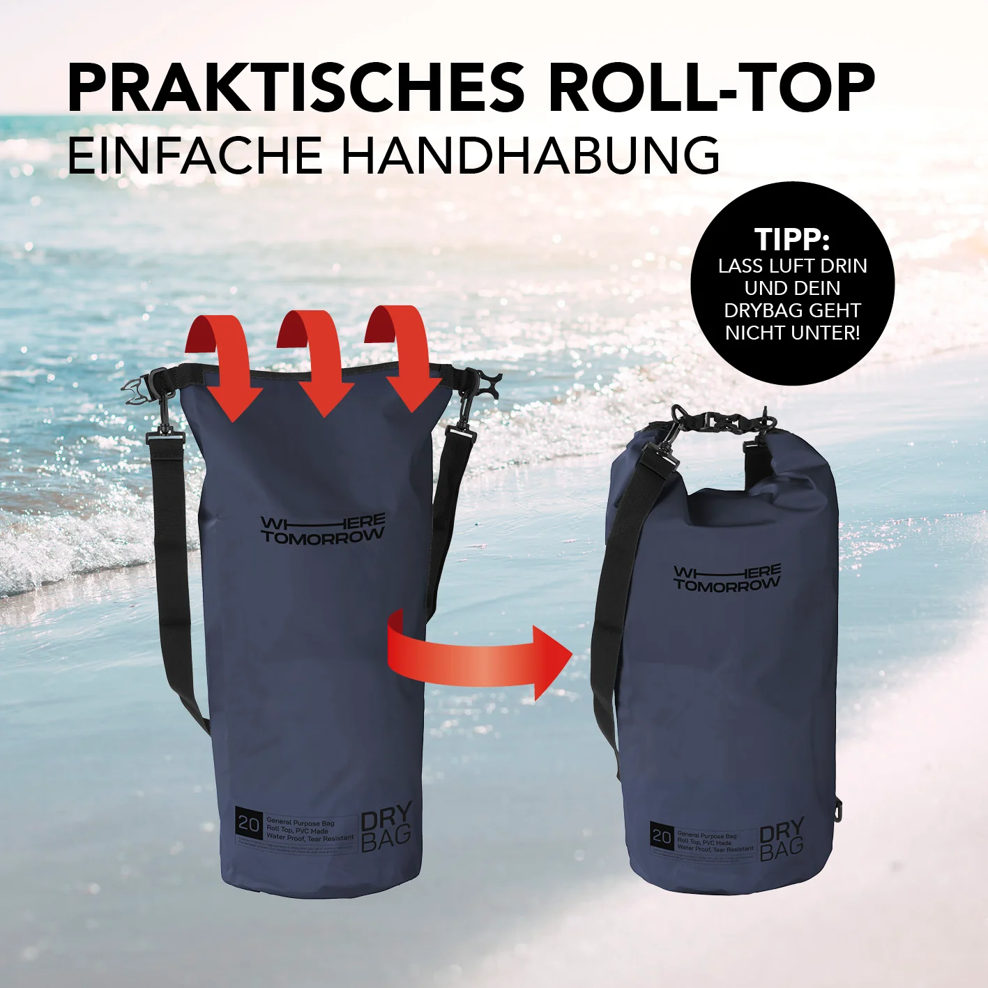 Dry Bag 20L - Style 01 - Dunkelblau - Image 6