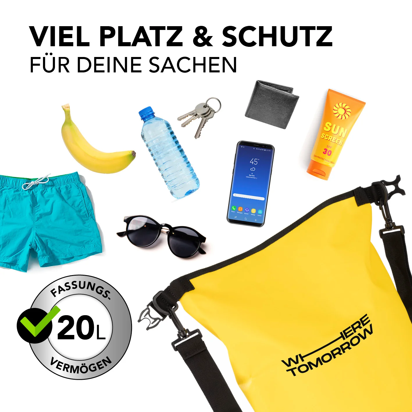 Dry Bag 20L - Style 01 - Gelb - Image 5
