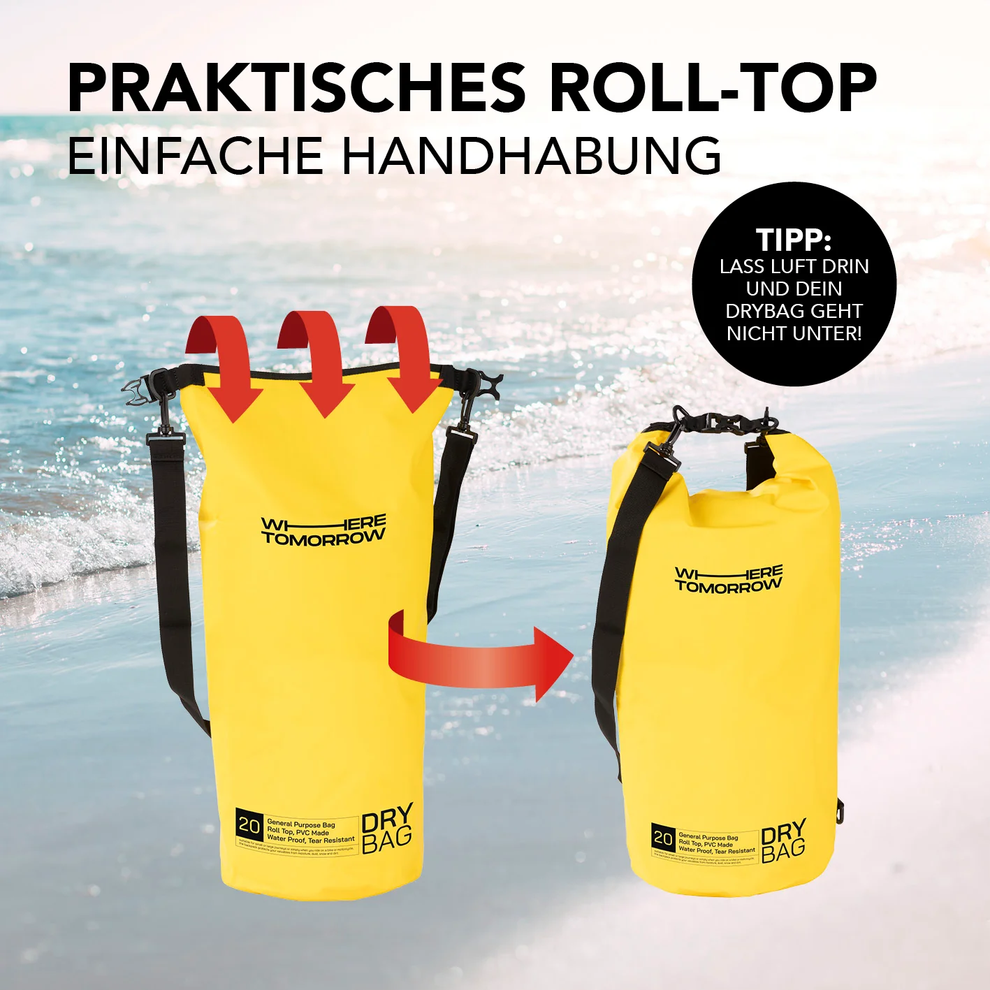 Dry Bag 20L - Style 01 - Gelb - Image 6