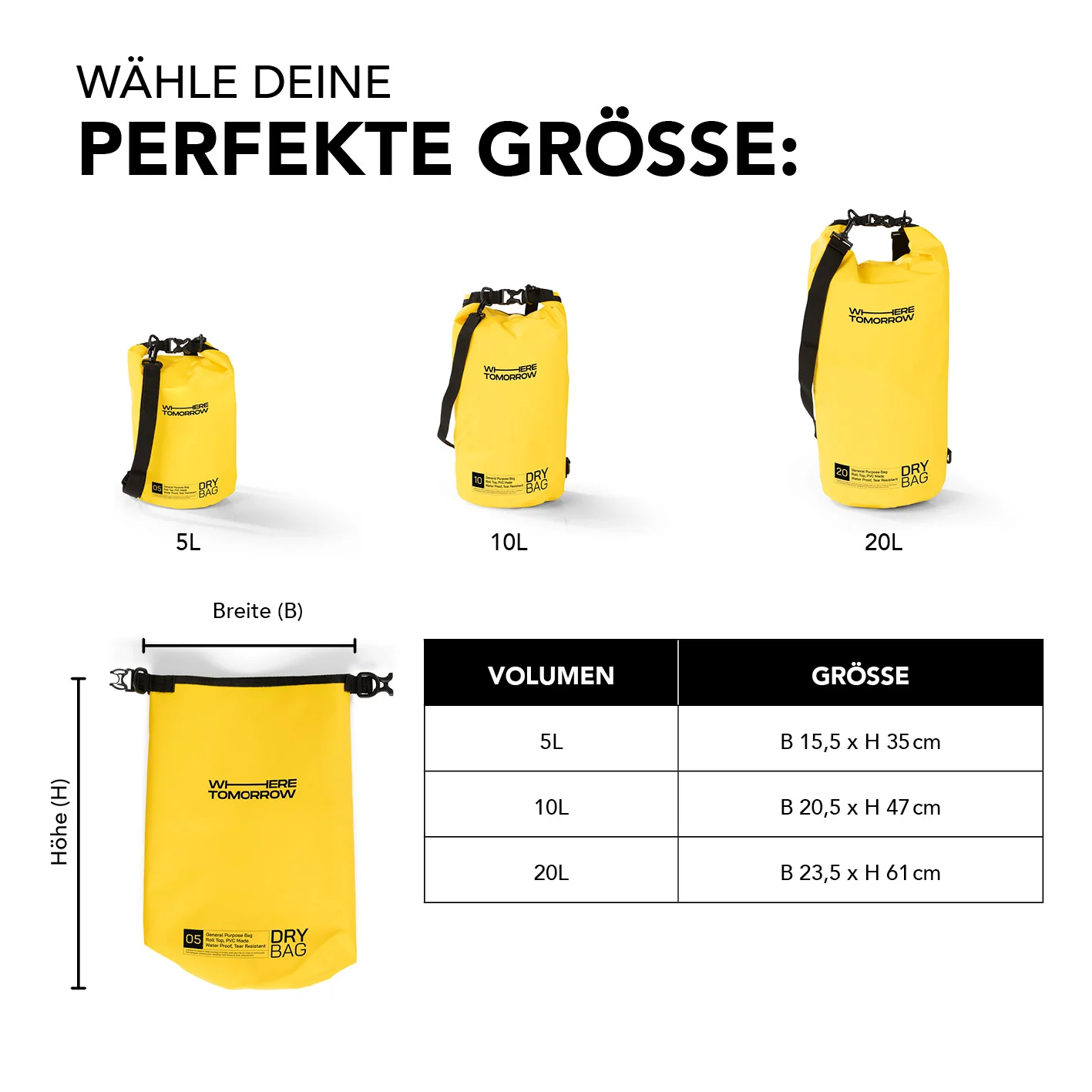 Dry Bag 20L - Style 01 - Gelb - Image 9