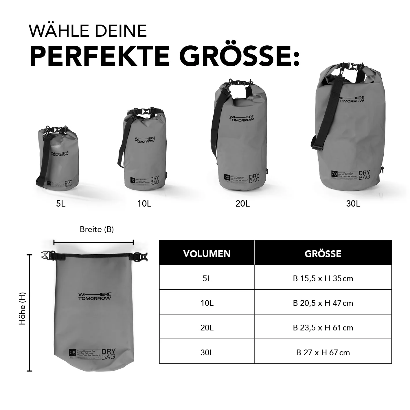 Dry Bag 20L - Style 01 - Grau - Image 9