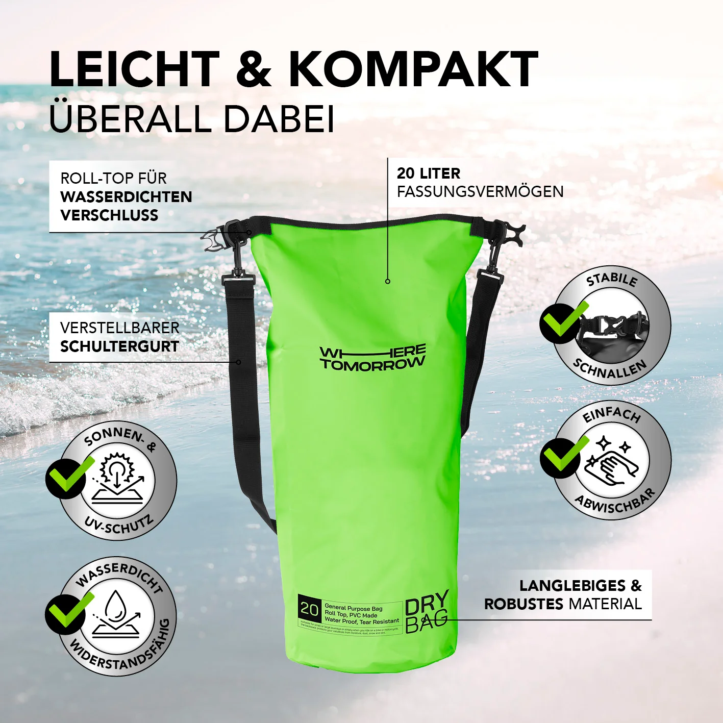 Dry Bag 20L - Style 01 - Grün - Image 3