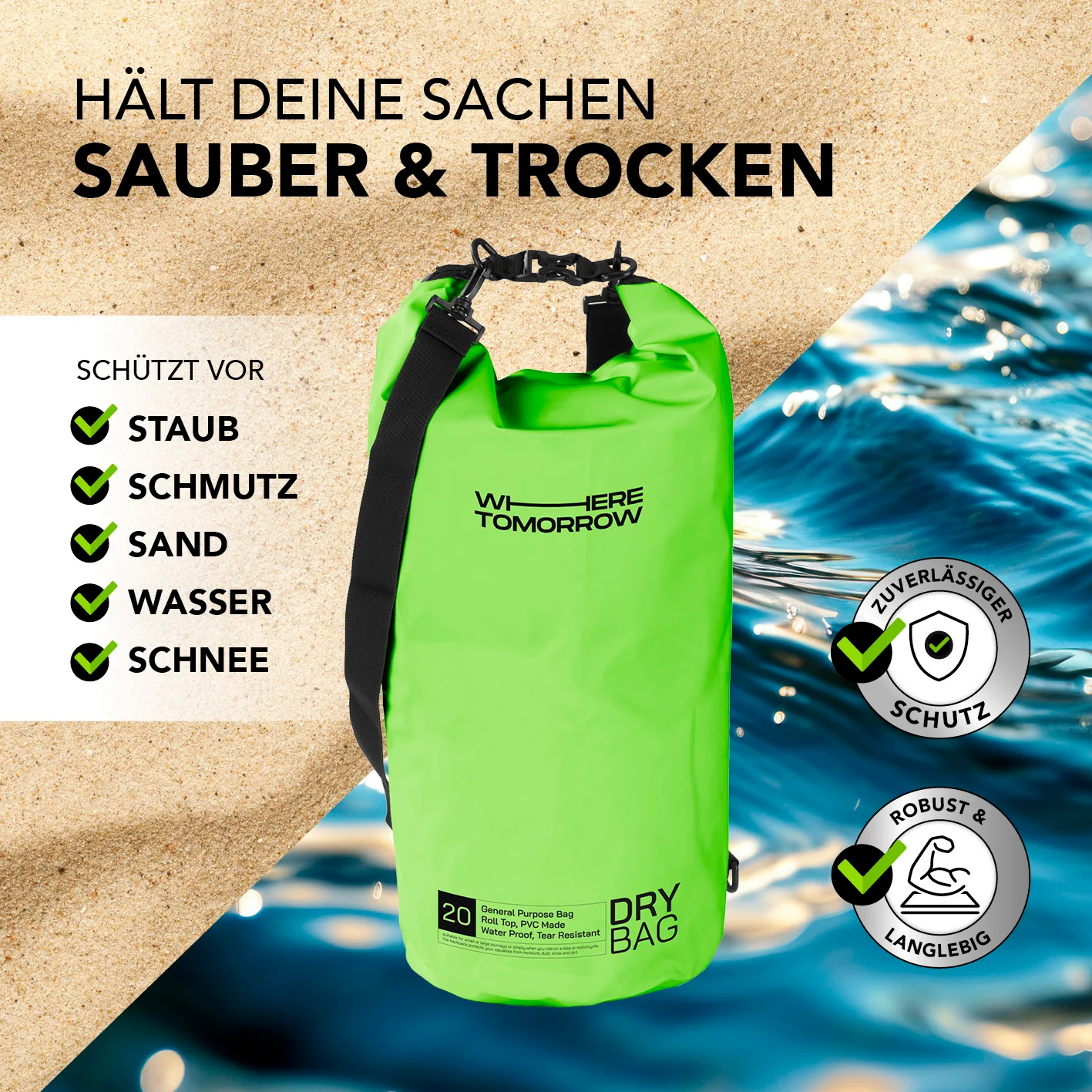 Dry Bag 20L - Style 01 - Grün - Image 4